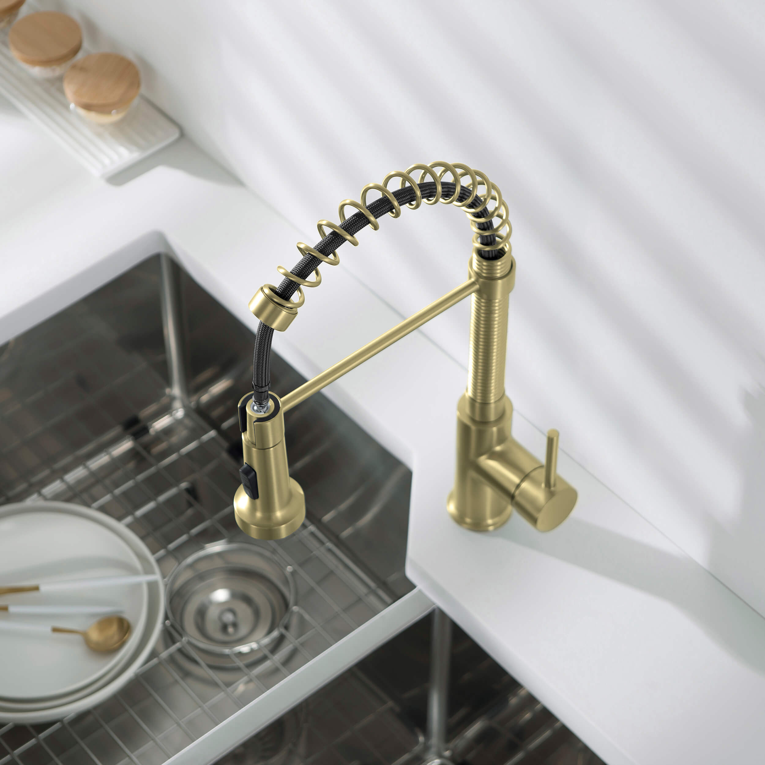 Genova Commercial Style Single Handle Pull Down Kitchen Sink Faucet