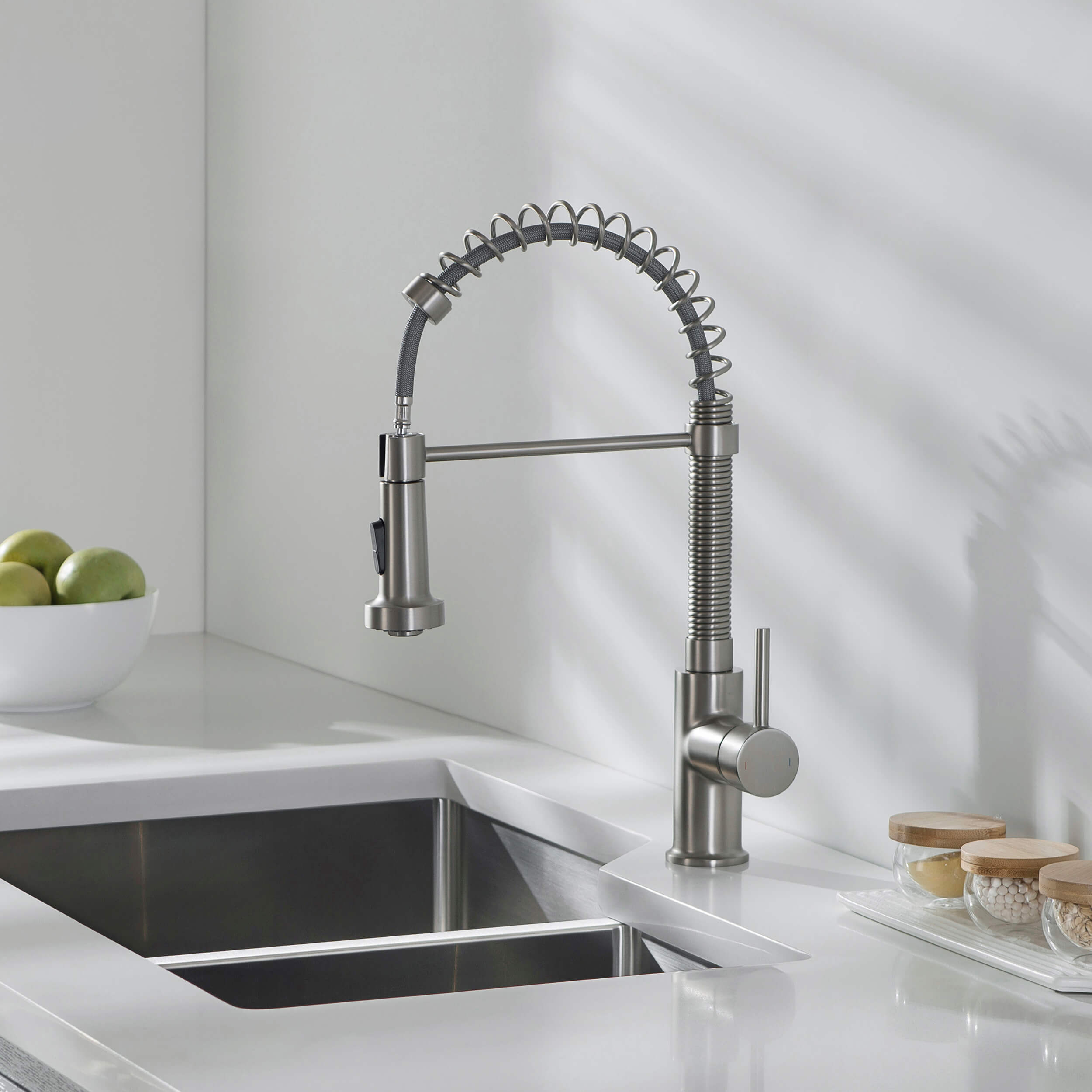 Genova Commercial Style Single Handle Pull Down Kitchen Sink Faucet