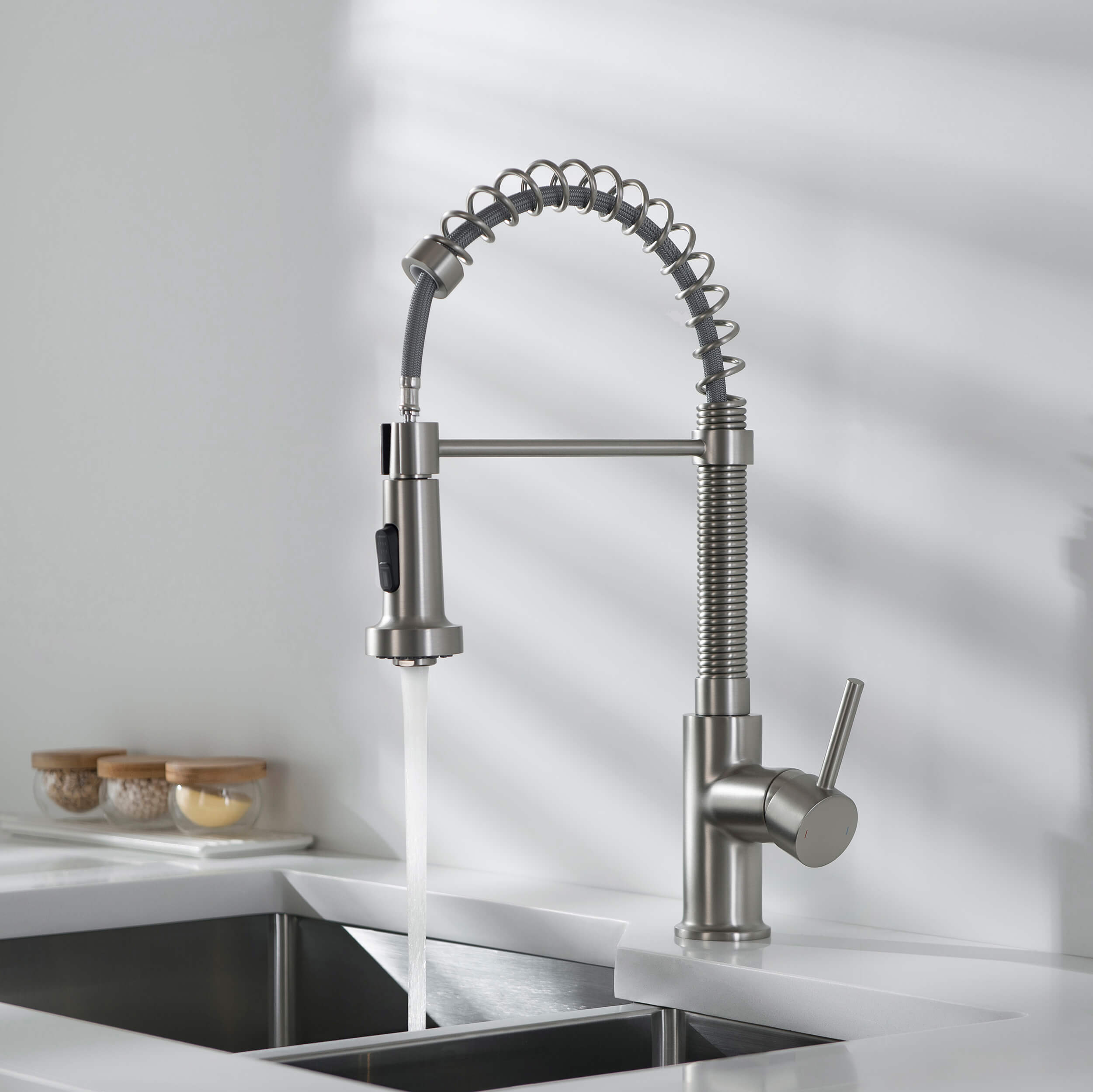 Genova Commercial Style Single Handle Pull Down Kitchen Sink Faucet