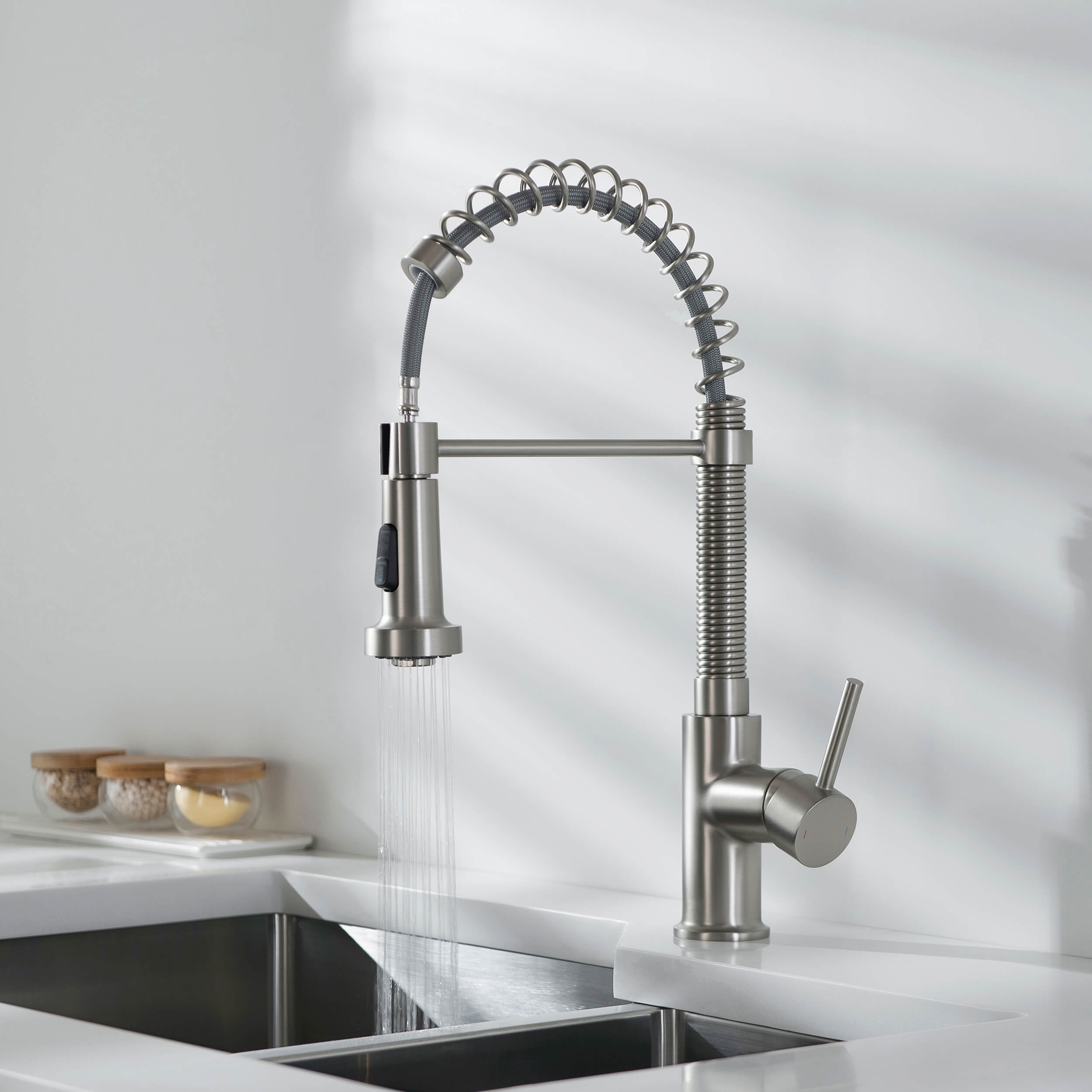 Genova Commercial Style Single Handle Pull Down Kitchen Sink Faucet