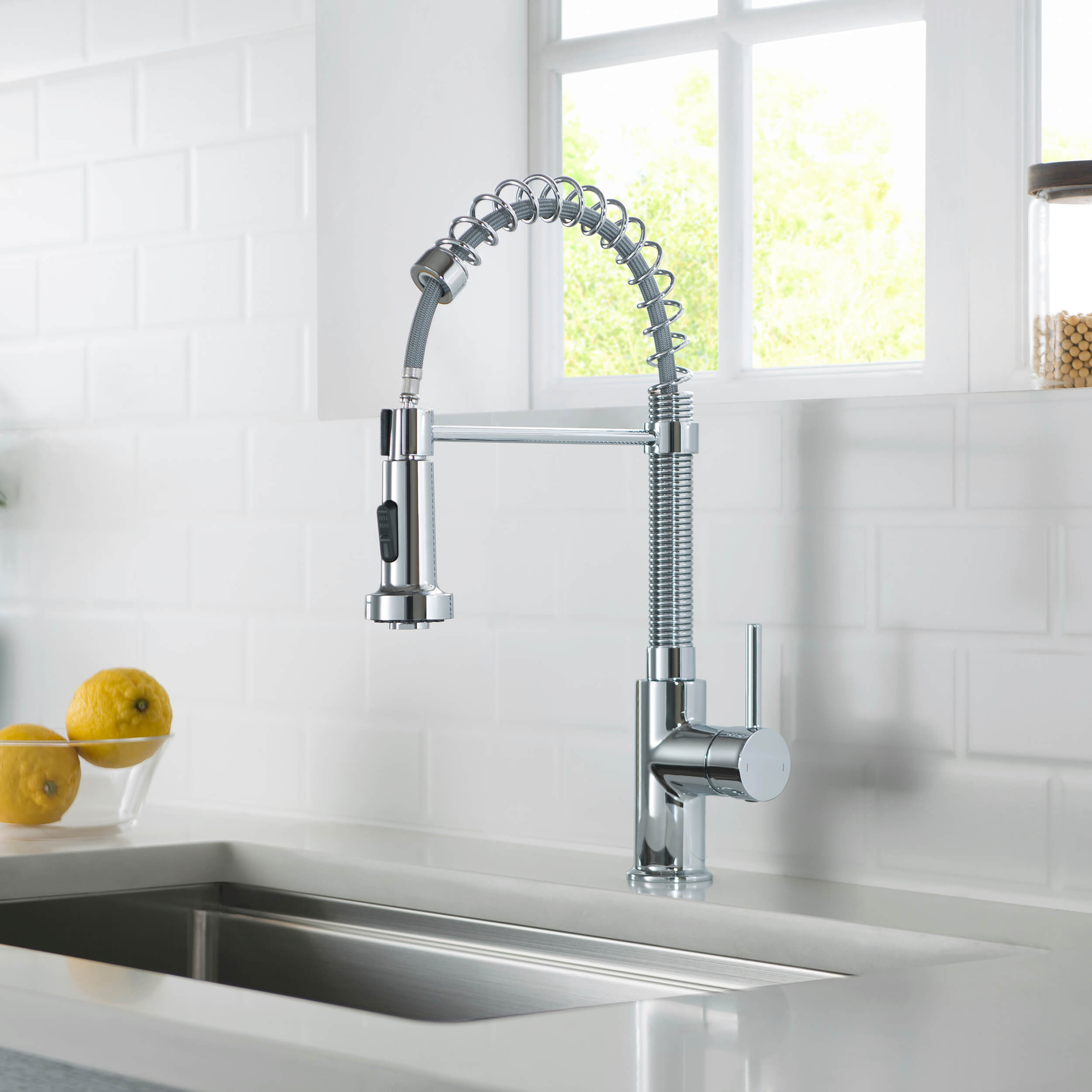 Genova Commercial Style Single Handle Pull Down Kitchen Sink Faucet