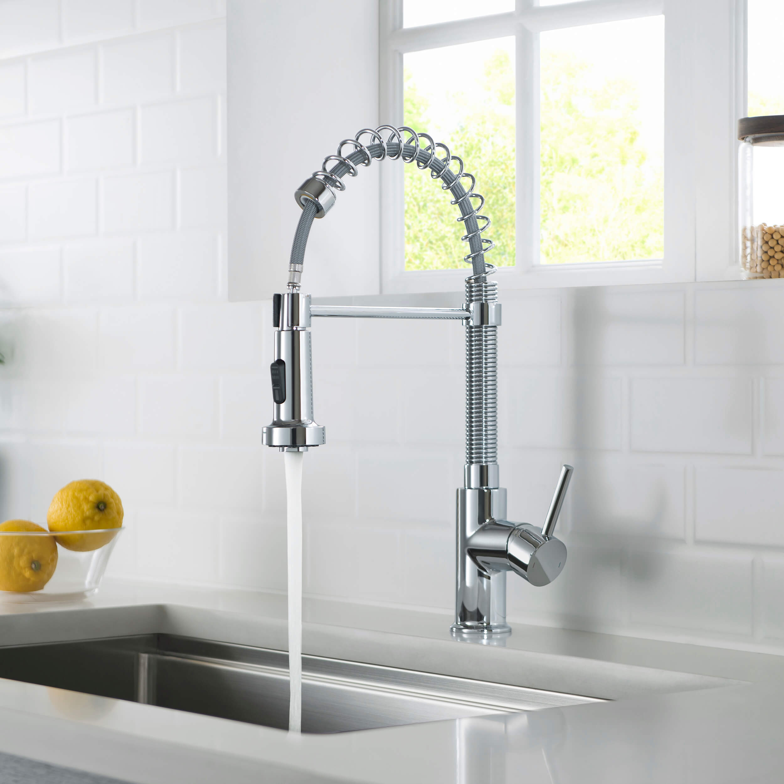 Genova Commercial Style Single Handle Pull Down Kitchen Sink Faucet