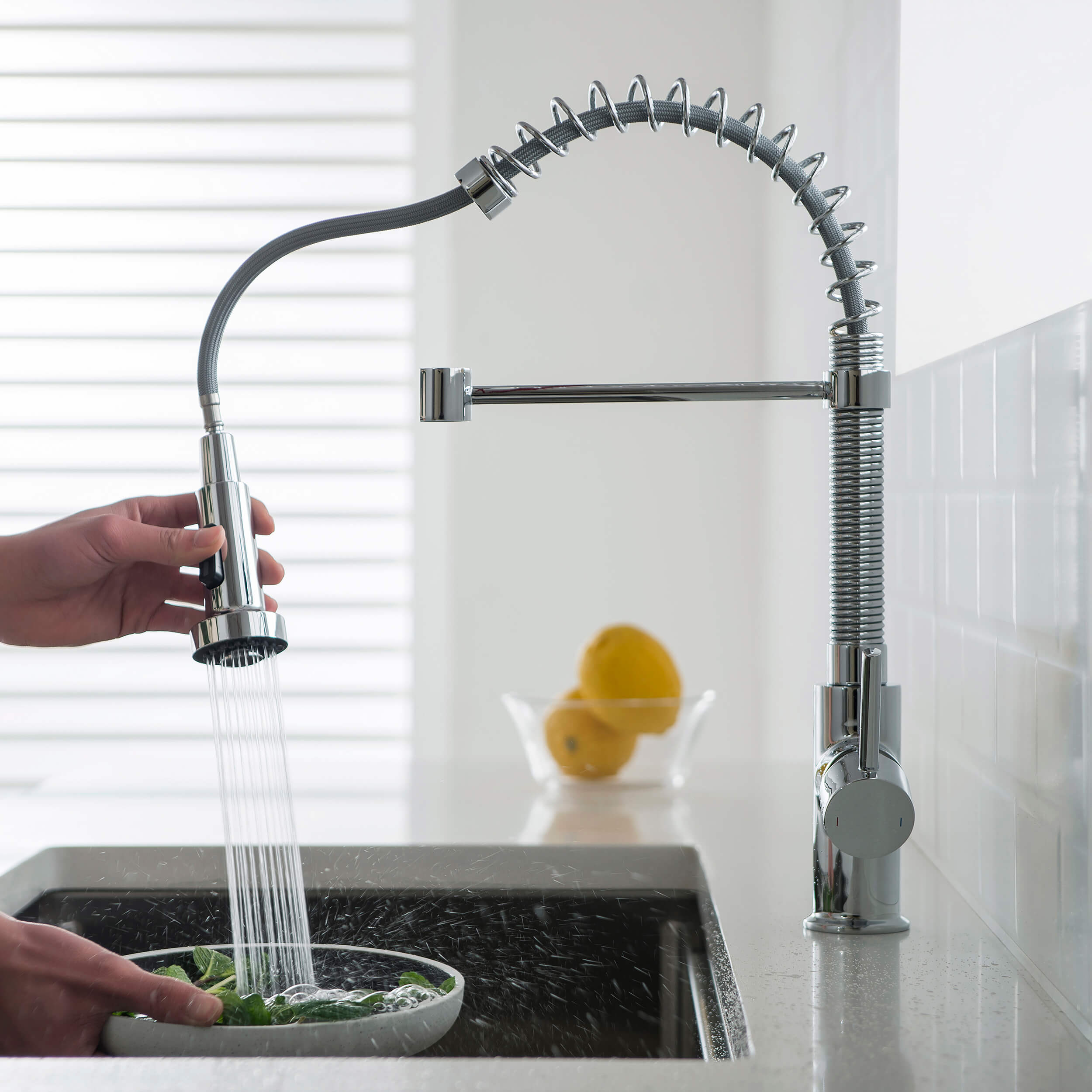 Genova Commercial Style Single Handle Pull Down Kitchen Sink Faucet