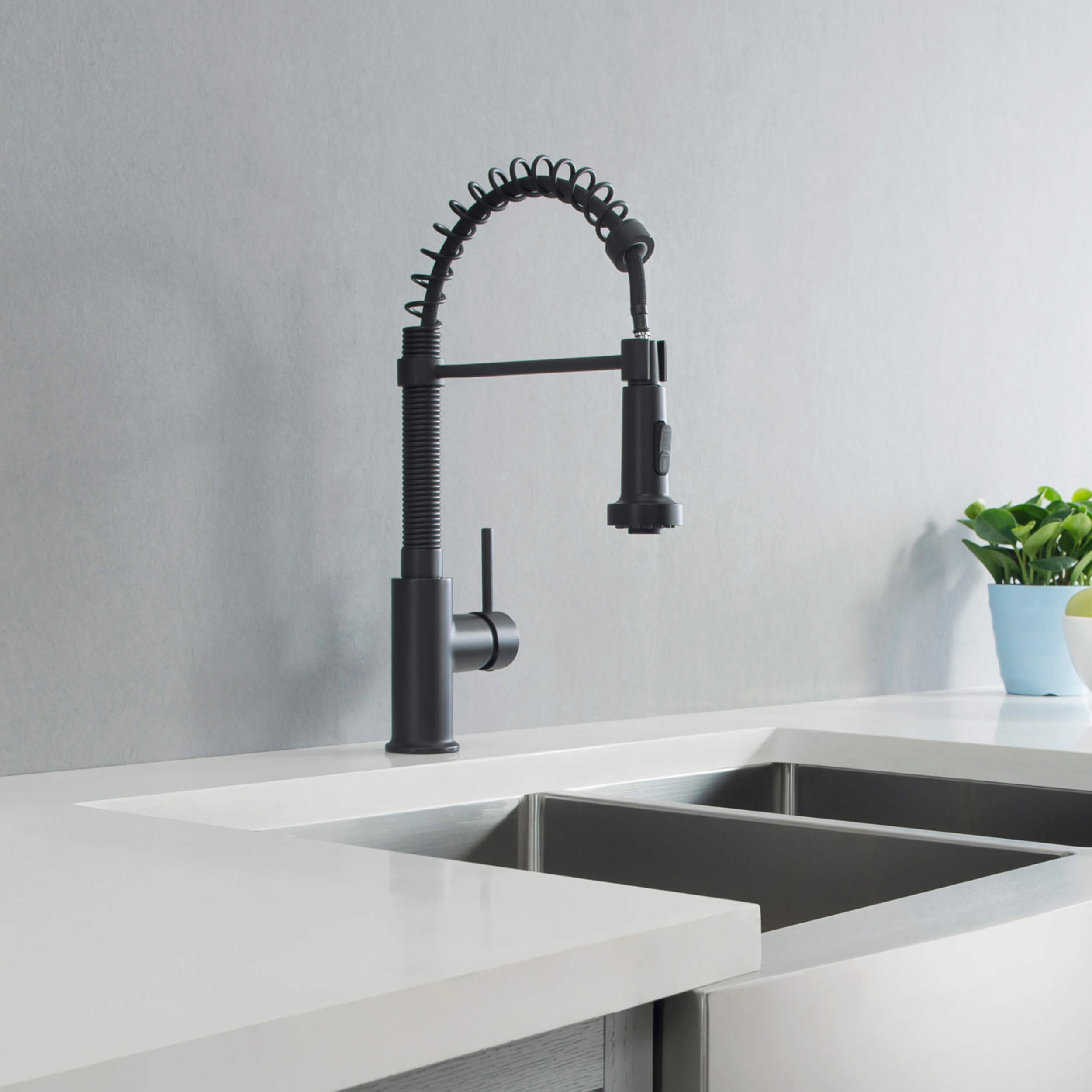 Genova Commercial Style Single Handle Pull Down Kitchen Sink Faucet