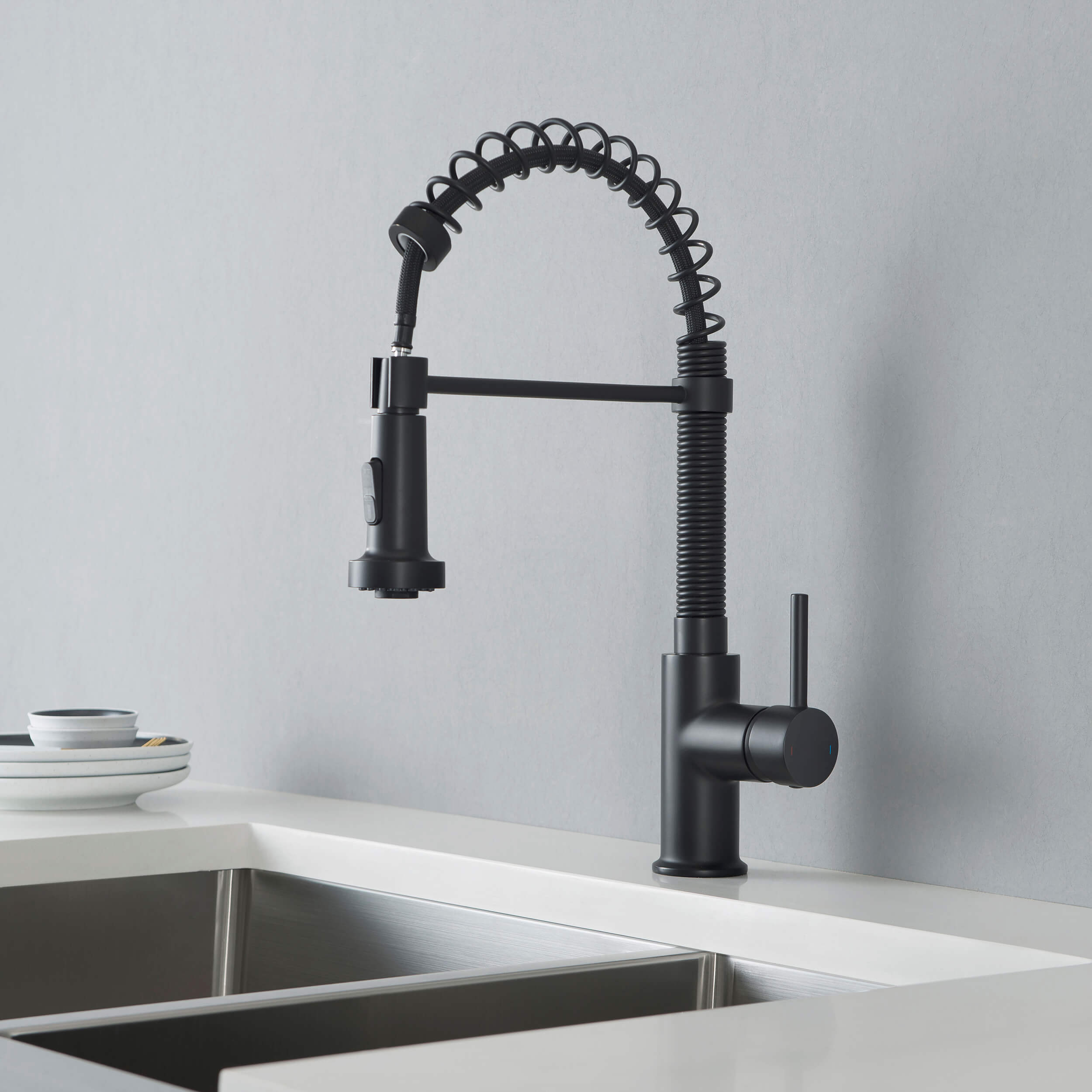Genova Commercial Style Single Handle Pull Down Kitchen Sink Faucet