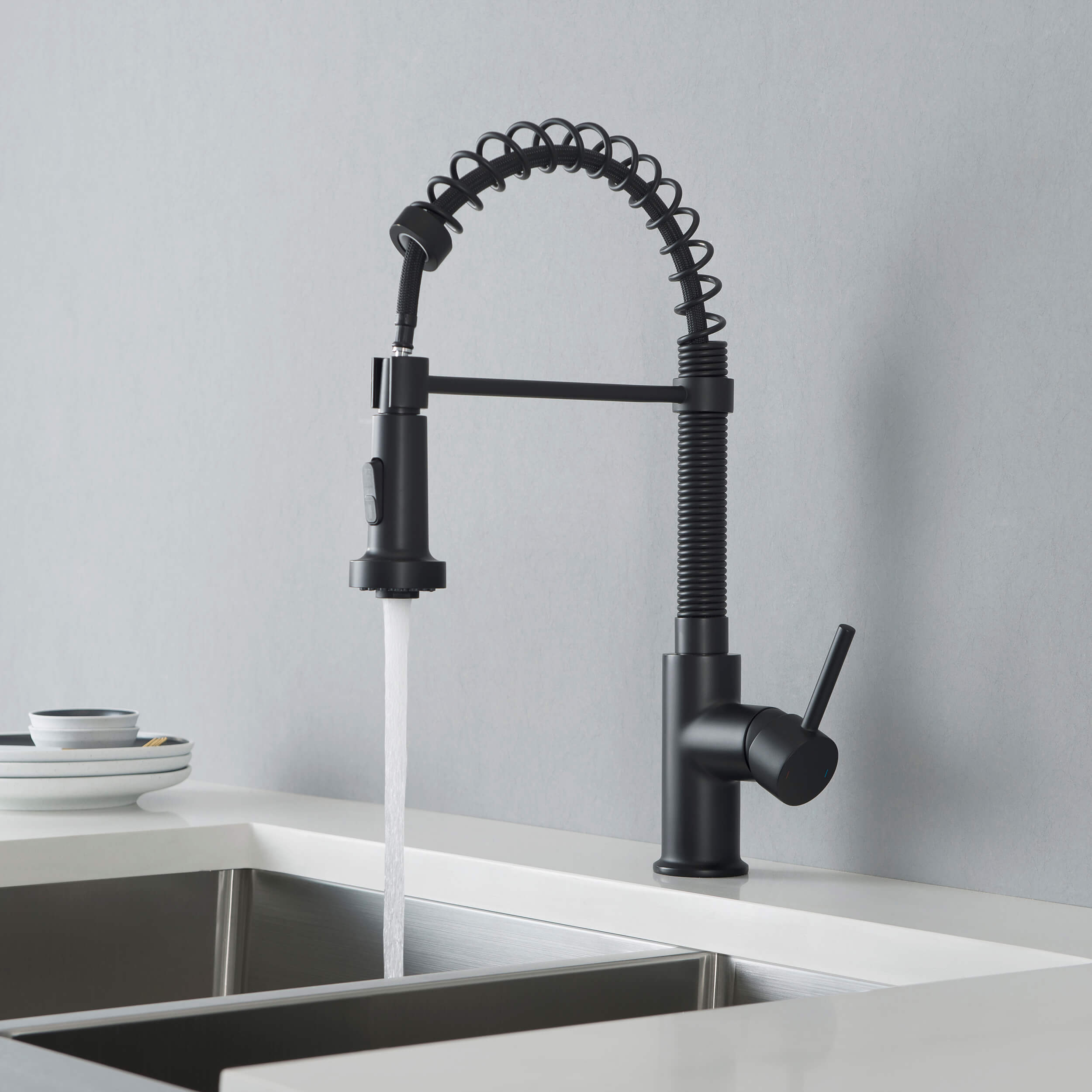 Genova Commercial Style Single Handle Pull Down Kitchen Sink Faucet