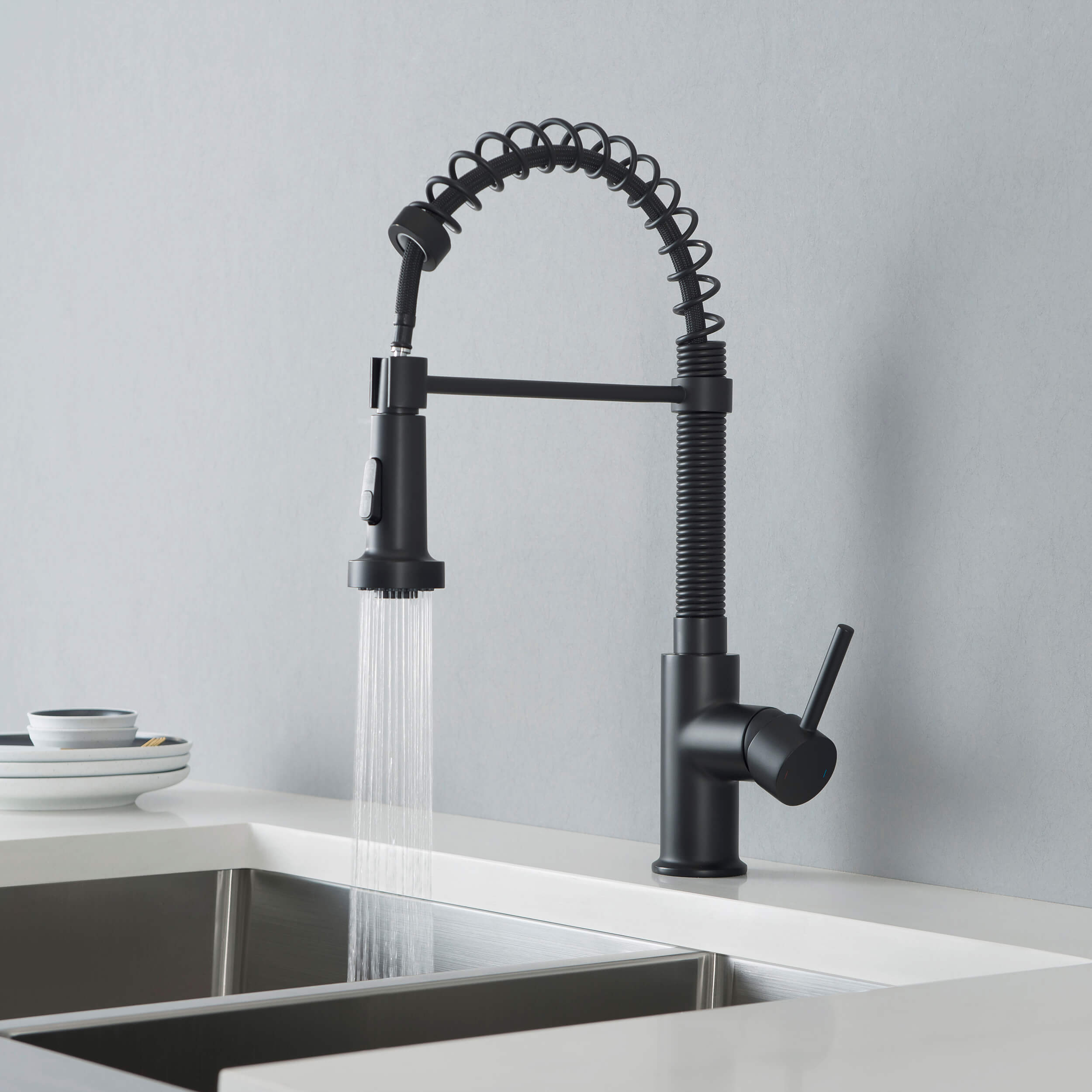Genova Commercial Style Single Handle Pull Down Kitchen Sink Faucet