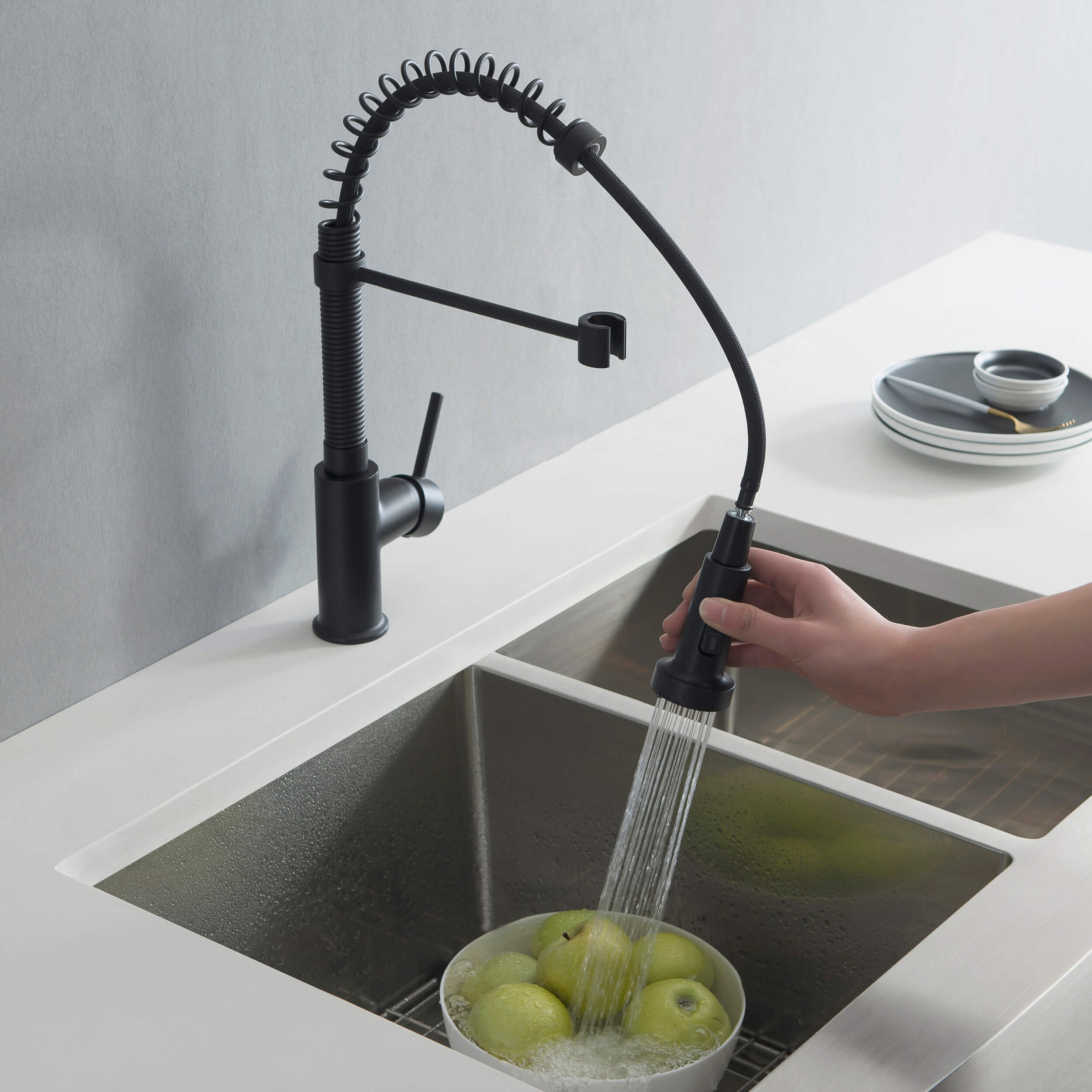 Genova Commercial Style Single Handle Pull Down Kitchen Sink Faucet