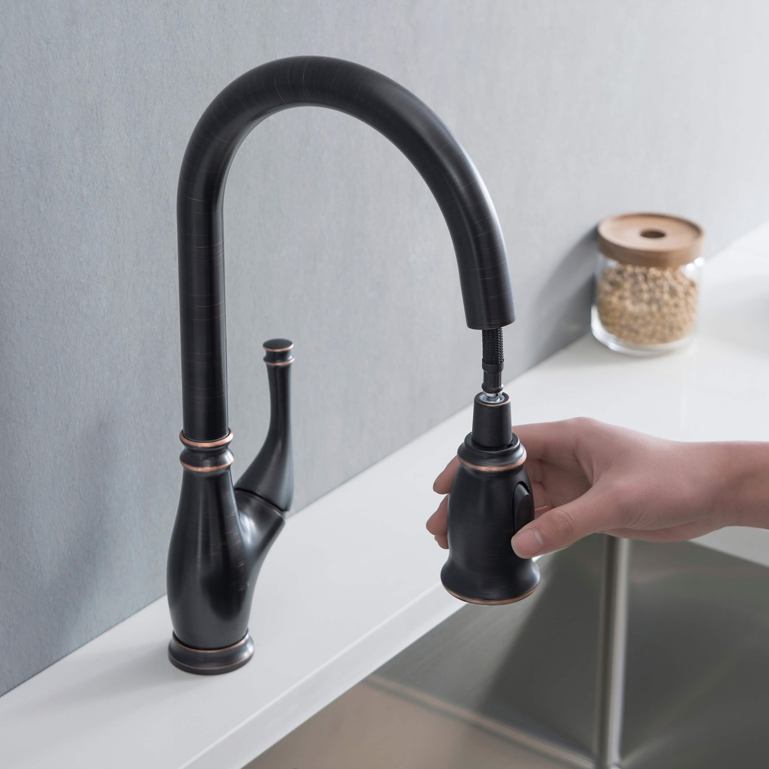 Omaha Single Handle Pull Down Kitchen Sink Faucet