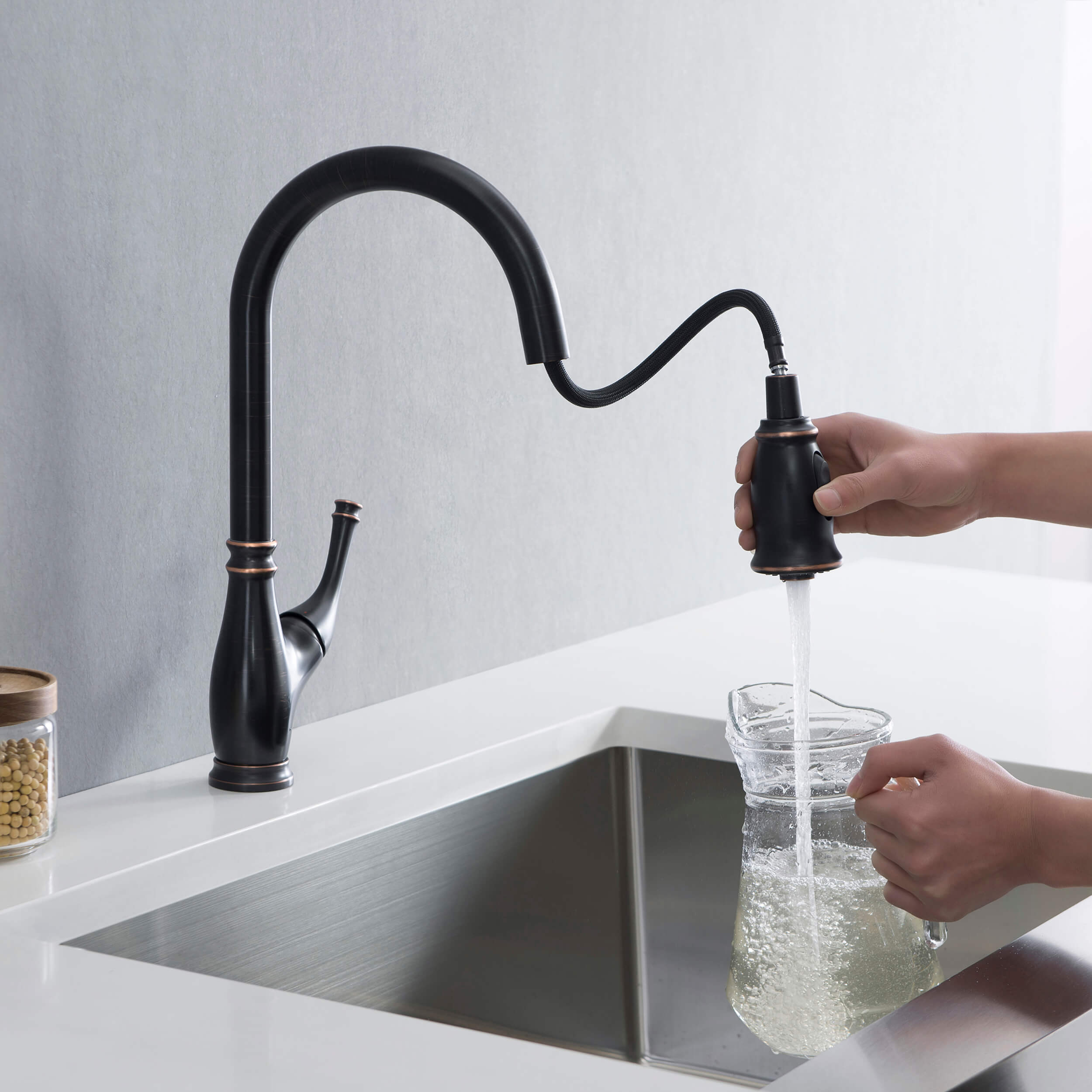 Omaha Single Handle Pull Down Kitchen Sink Faucet