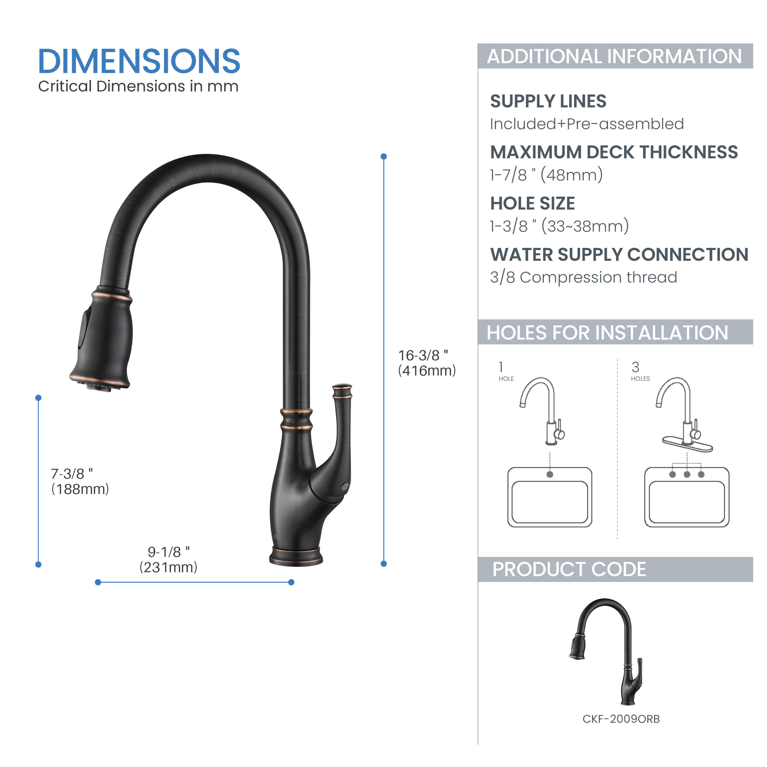 Omaha Single Handle Pull Down Kitchen Sink Faucet