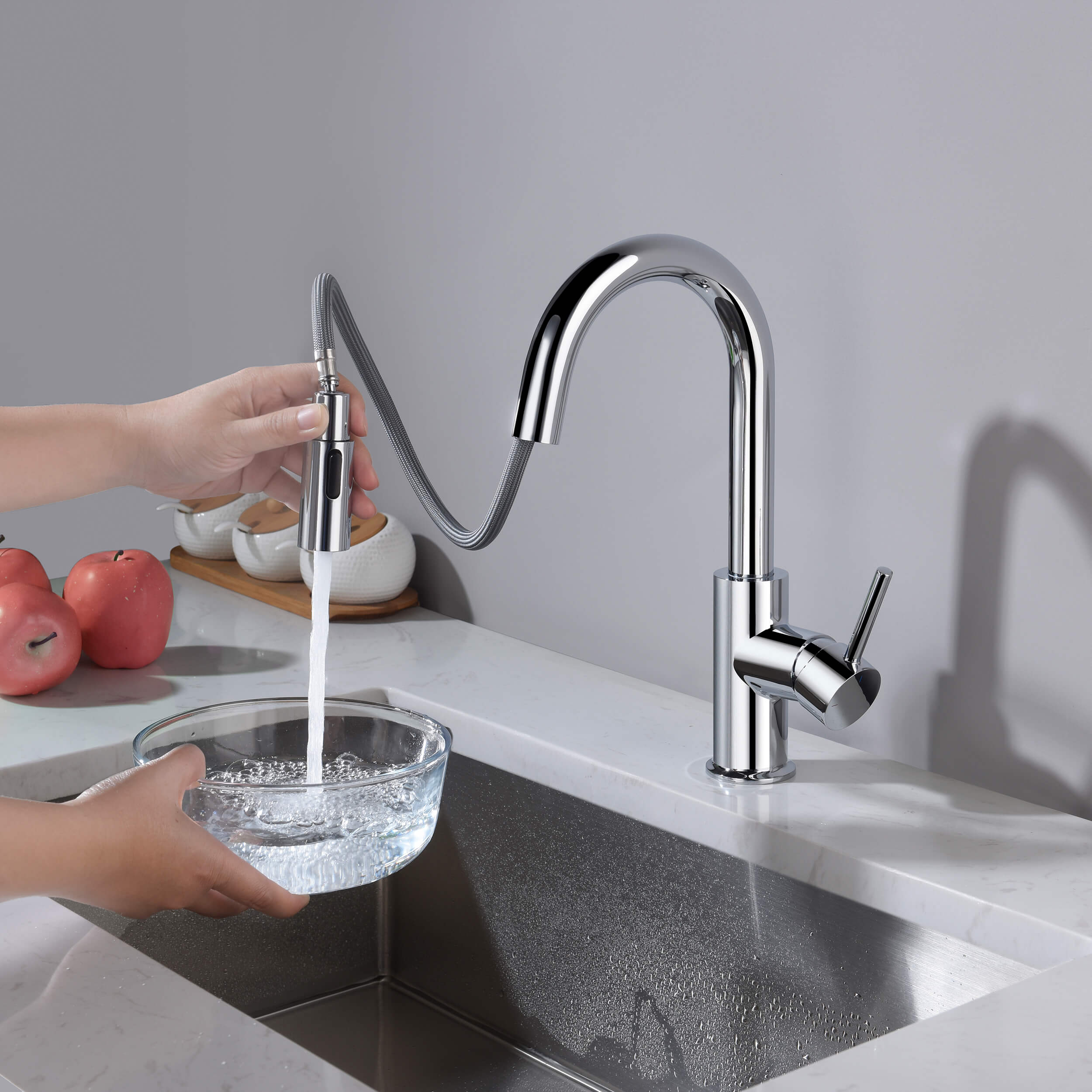 Halo Single Handle Pull Down Kitchen & Bar Sink Faucet