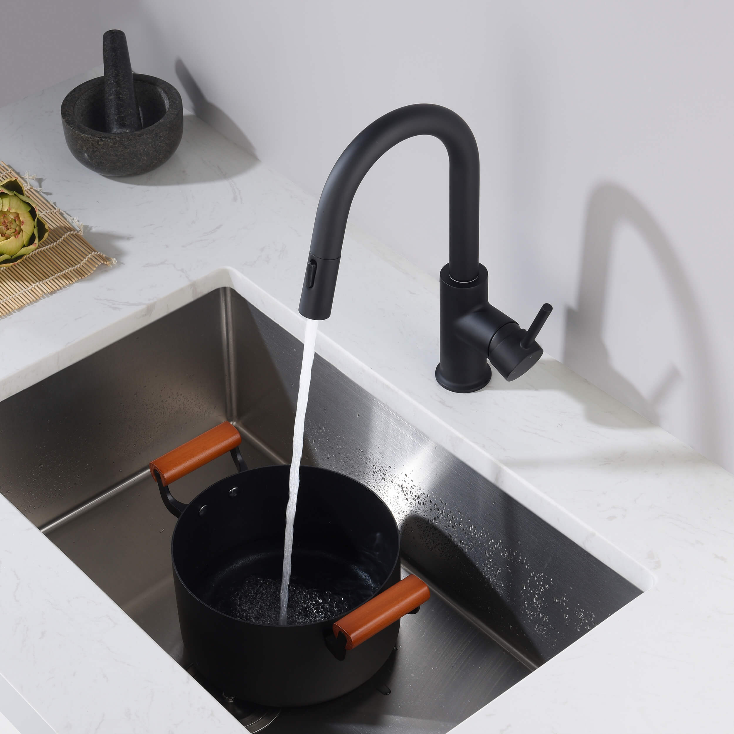 Halo Single Handle Pull Down Kitchen & Bar Sink Faucet
