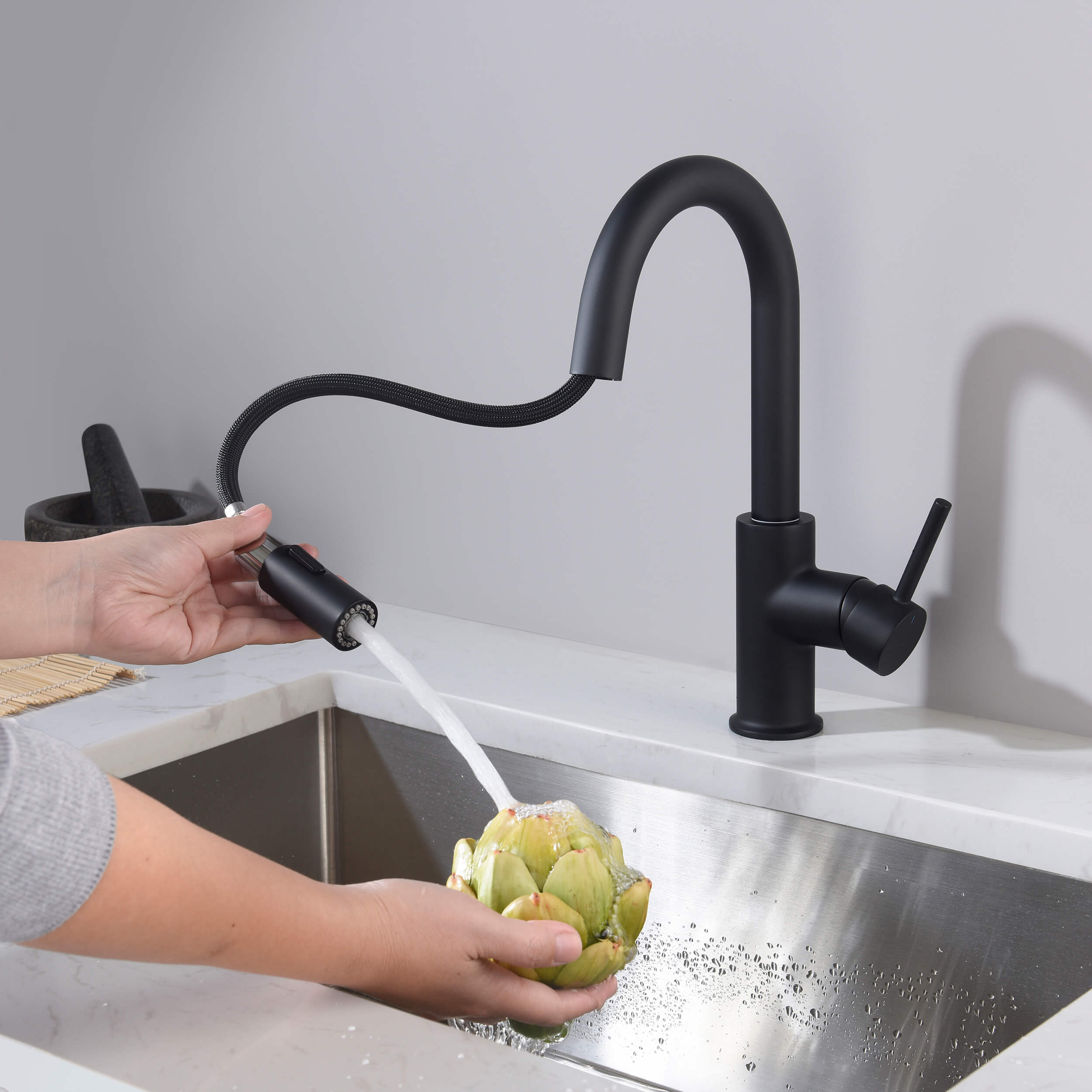 Halo Single Handle Pull Down Kitchen & Bar Sink Faucet