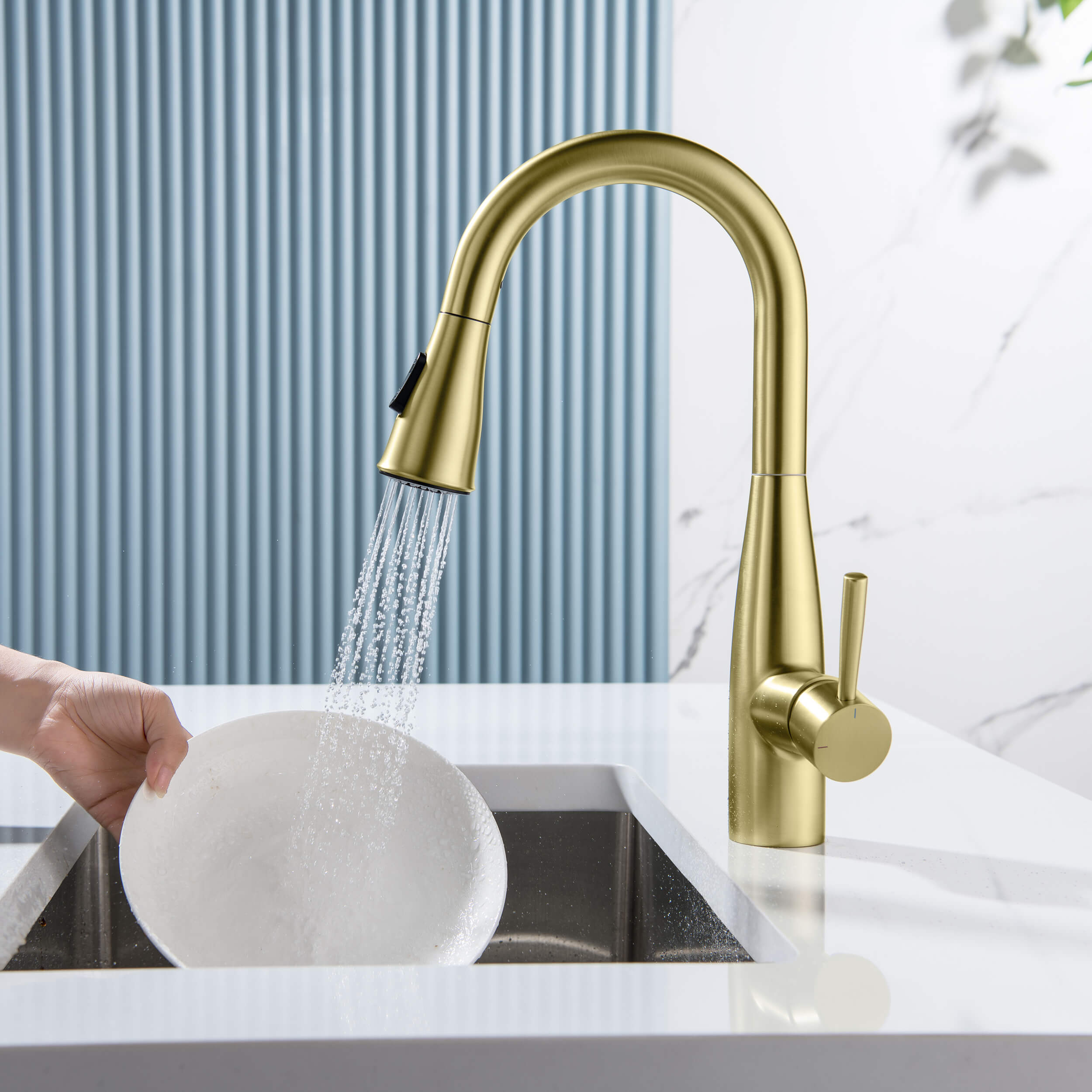 Plano Single Handle Pull Down Kitchen Sink Faucet