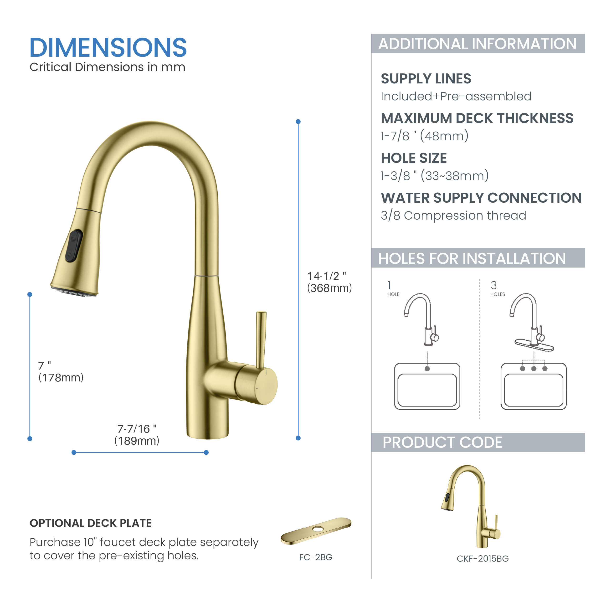 Plano Single Handle Pull Down Kitchen Sink Faucet