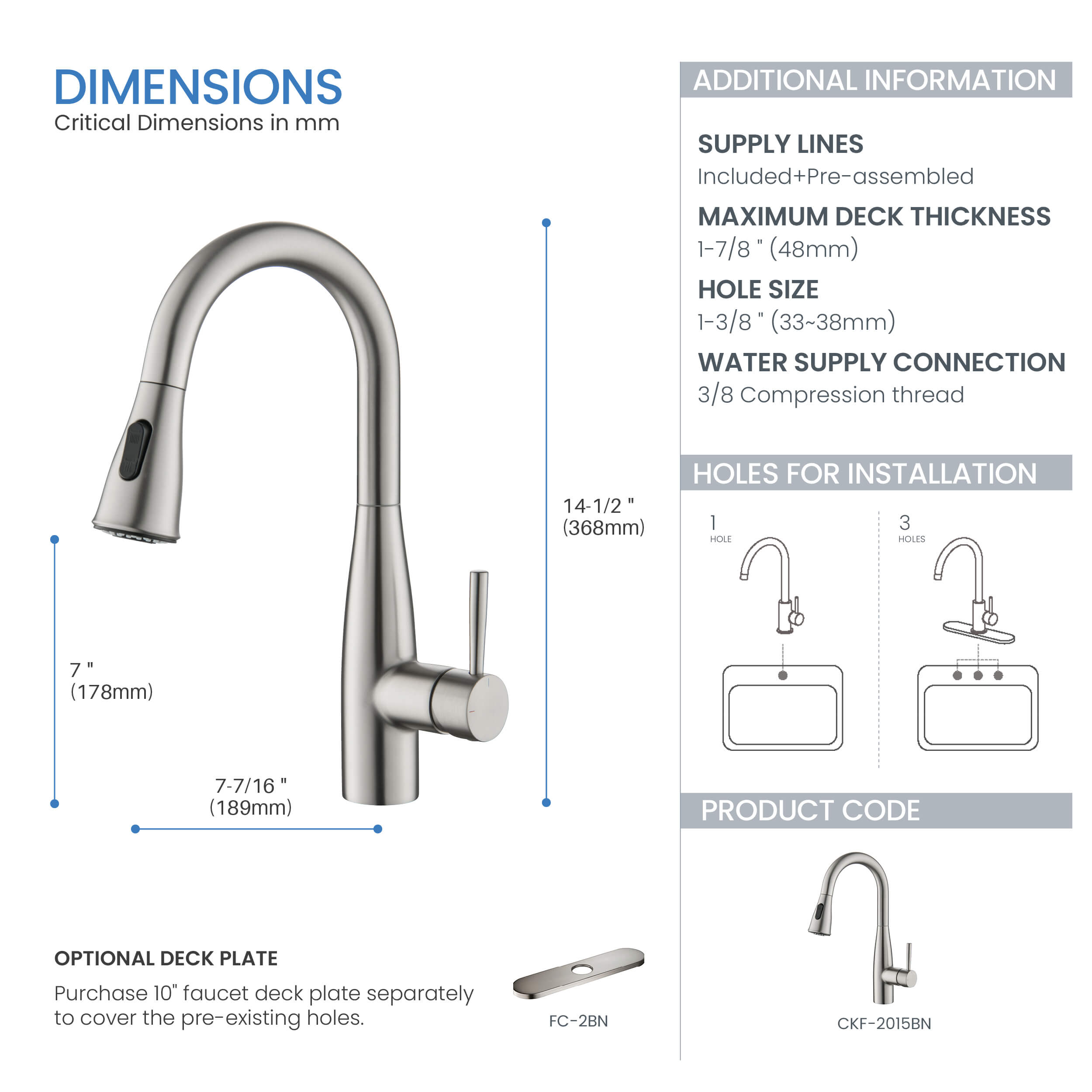 Plano Single Handle Pull Down Kitchen Sink Faucet