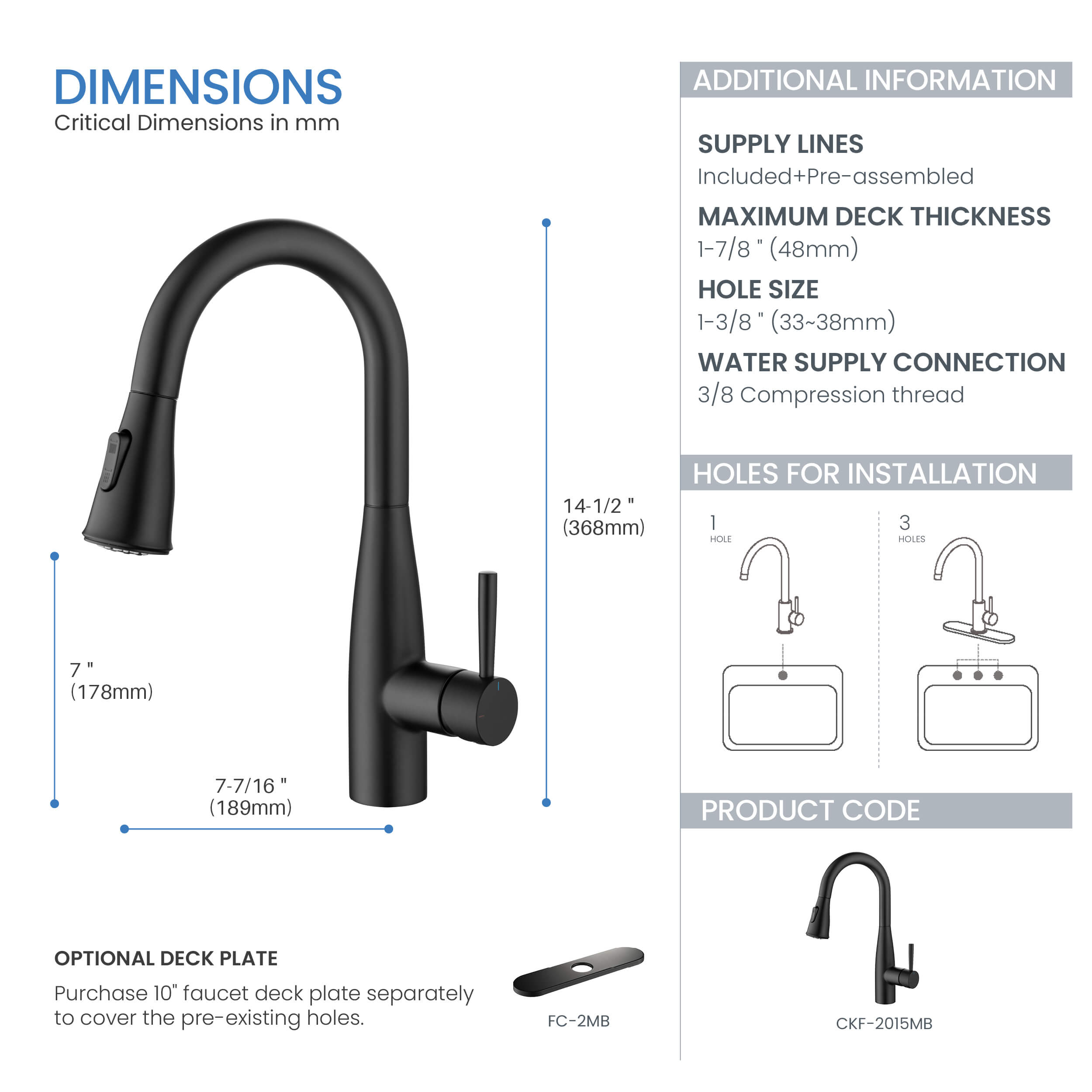 Plano Single Handle Pull Down Kitchen Sink Faucet