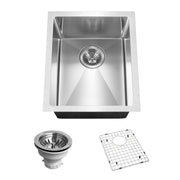 Houzer Savior 12" Stainless Steel Undermount Kitchen Bar Sink with Strainer & Grid