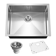 Houzer Savior 23" Stainless Steel Undermount Single Bowl Kitchen Sink with Strainer & Grid
