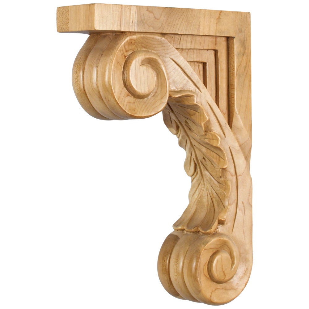Hardware Resources 2-5/8" W x 9" D x 13-1/8" H Rubberwood Scrolled Acanthus Corbel
