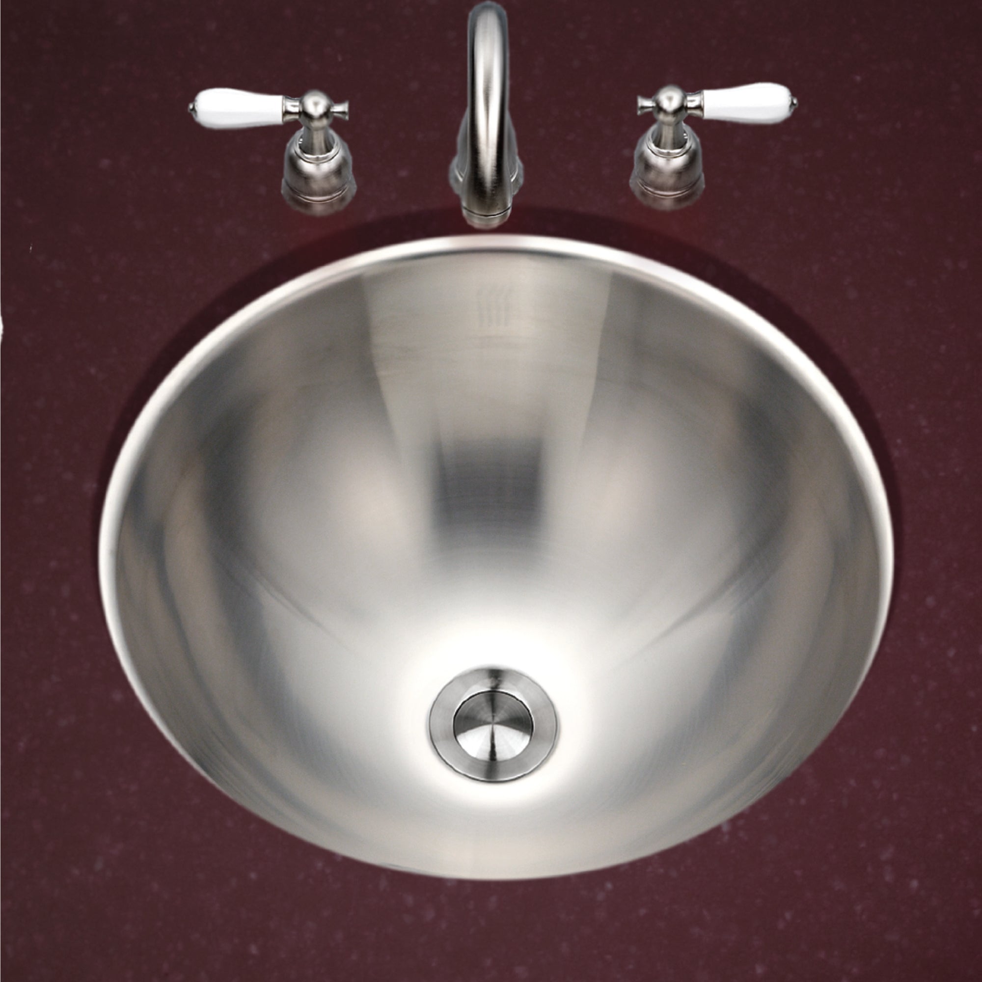 Houzer Opus 16" Stainless Steel Undermount Round Bathroom Sink
