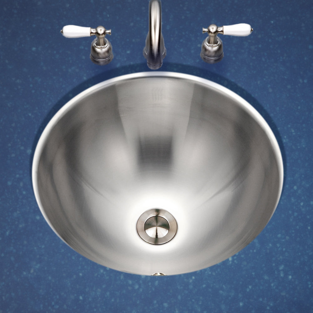 Houzer Opus 16" Stainless Steel Undermount Round Bathroom Sink with Overflow Assembly
