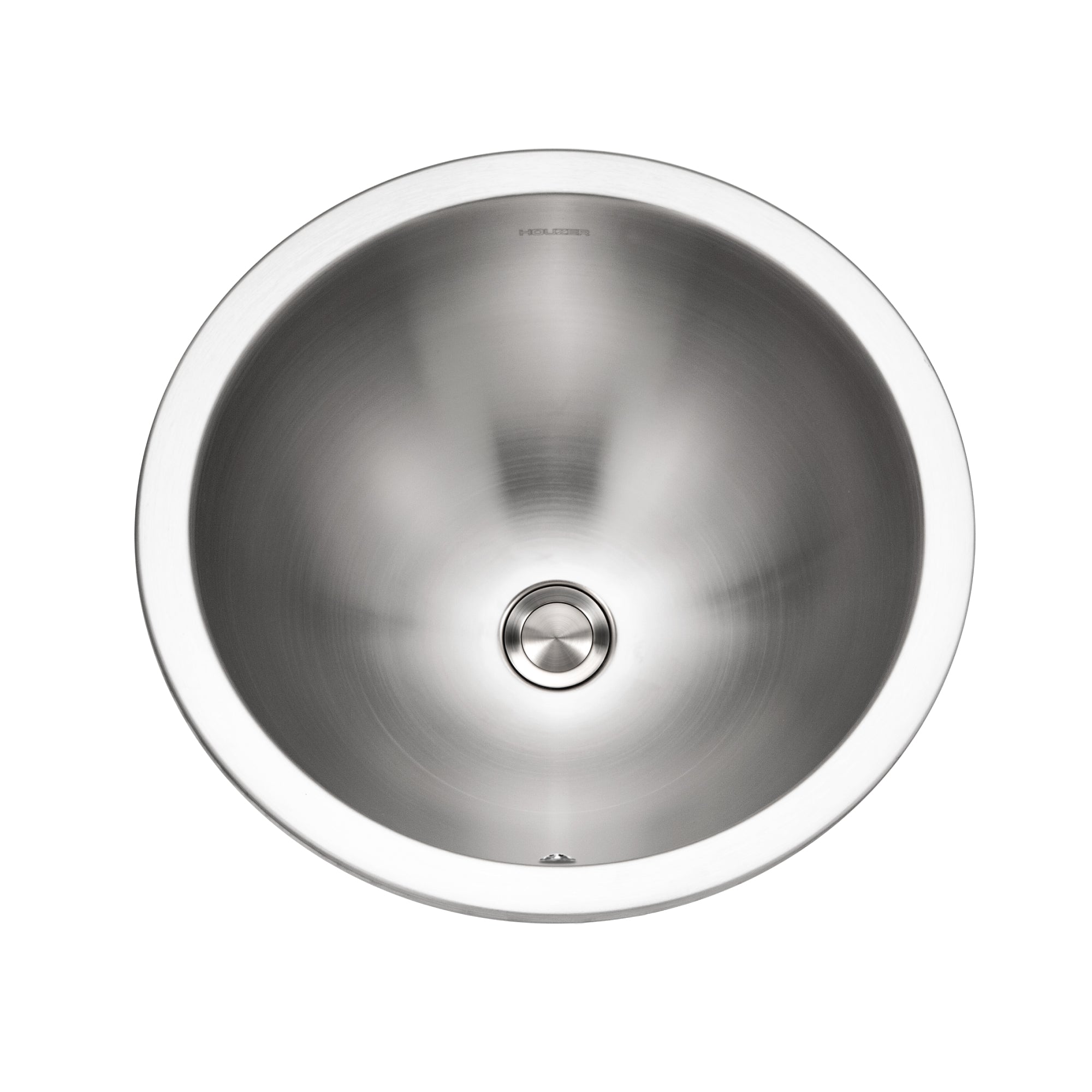 Houzer Opus 16" Stainless Steel Drop-in Topmount Round Bowl Bathroom Sink with Overflow Assembly