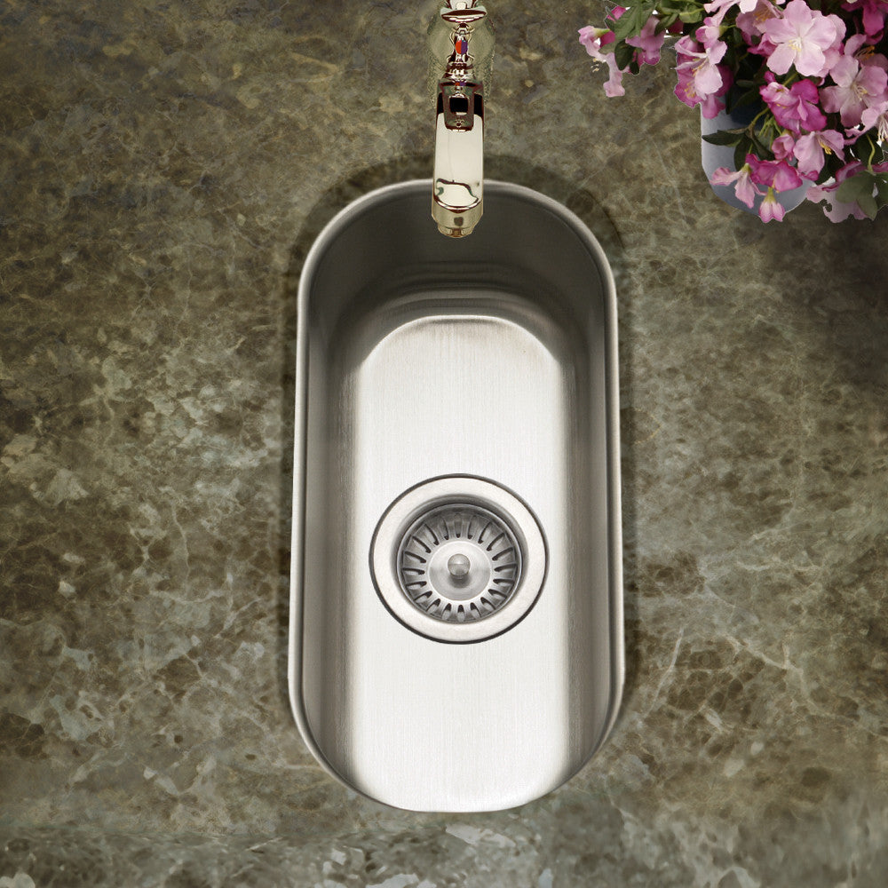Houzer Club 10 inch Stainless Steel Undermount Compact Single Bowl Bar Sink - CS-1105