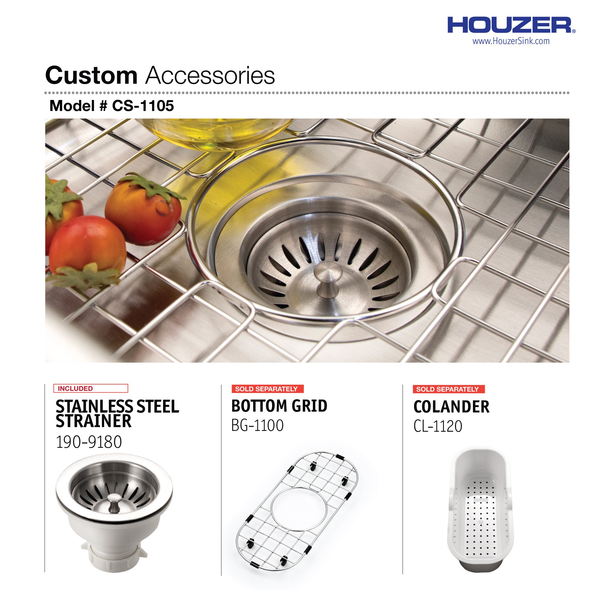 Houzer Club 10 inch Stainless Steel Undermount Compact Single Bowl Bar Sink - CS-1105