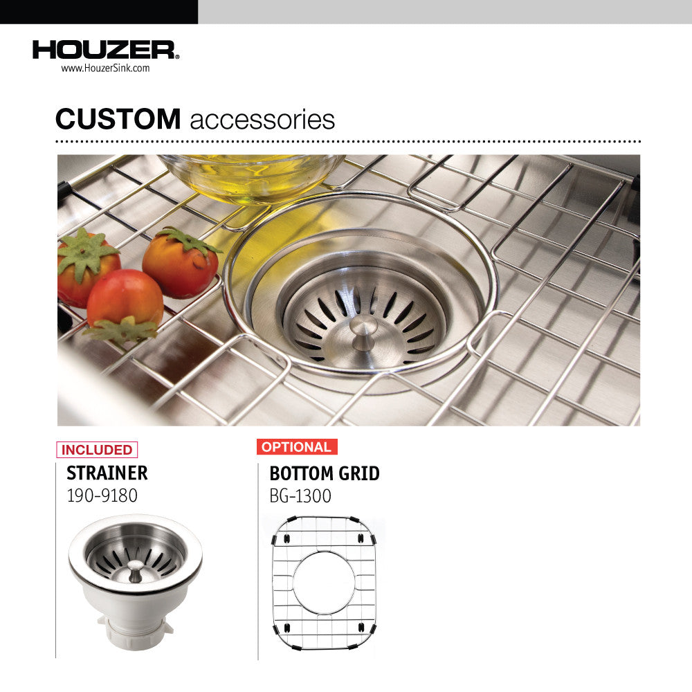 Houzer Club 13 inch Stainless Steel Undermount Small Bar and Prep Sink - CS-1307