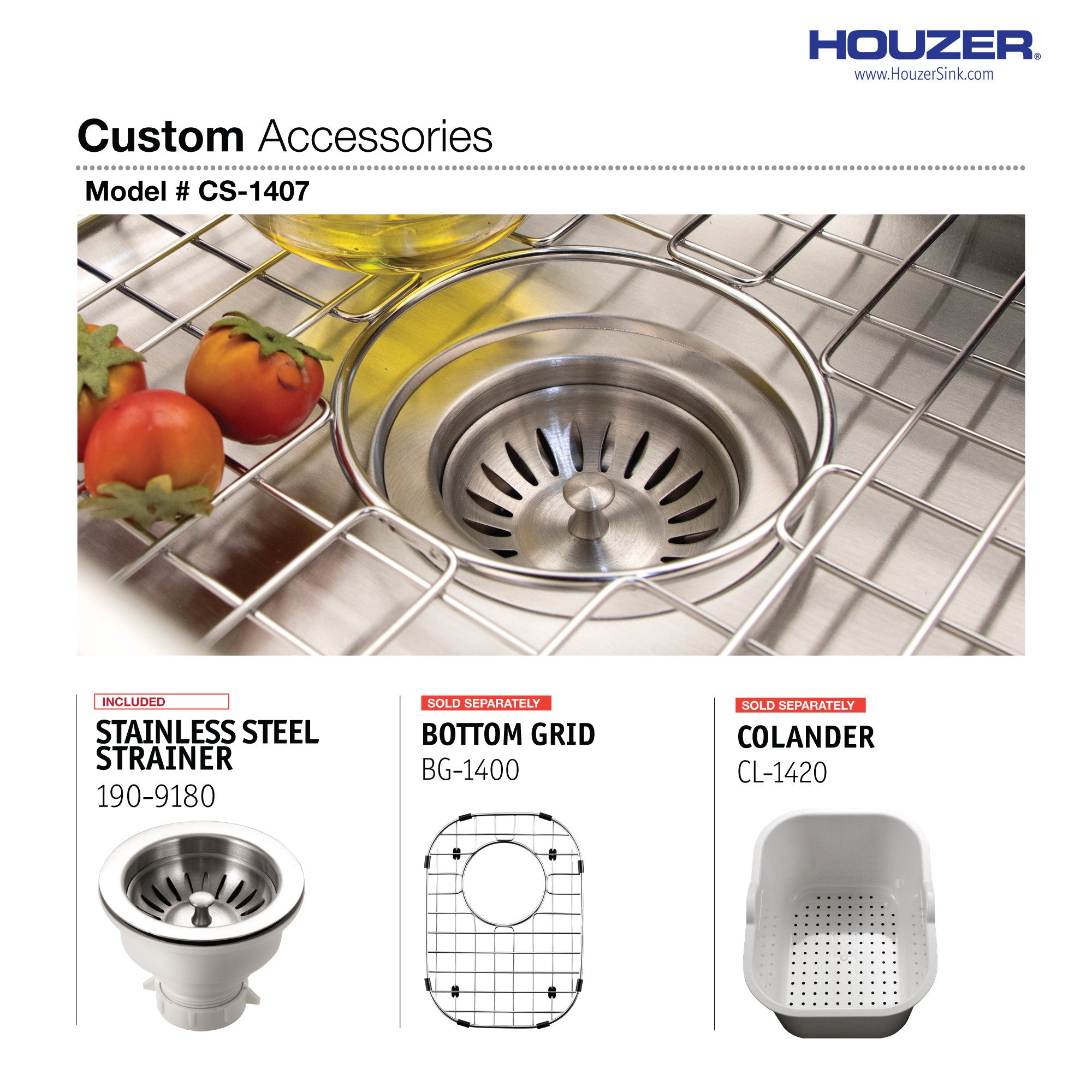 Houzer Club 14 inch Stainless Steel Undermount Medium Bar and Prep Sink - CS-1407
