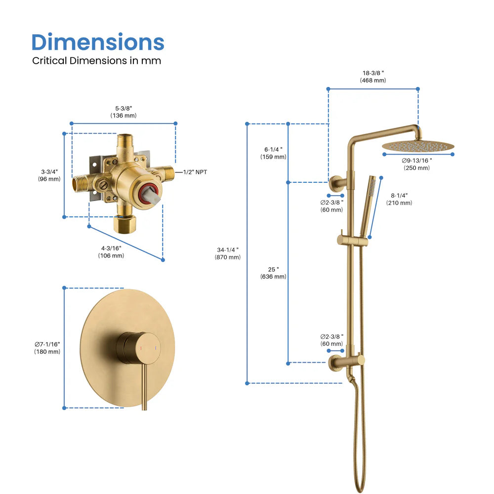 Halo Pressure Balanced 2-Function Shower Column with Rough In Valve