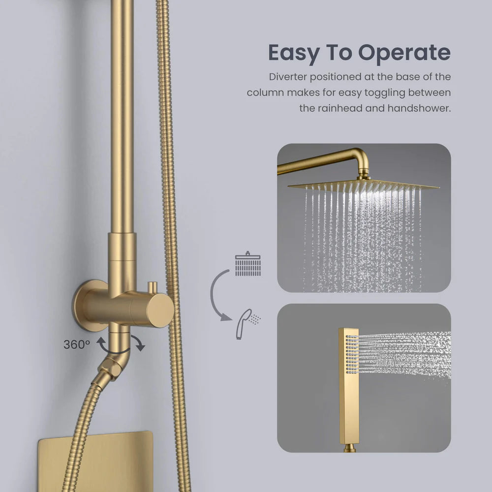 Quadra Pressure Balanced 2-Function Shower Column with Rough In Valve