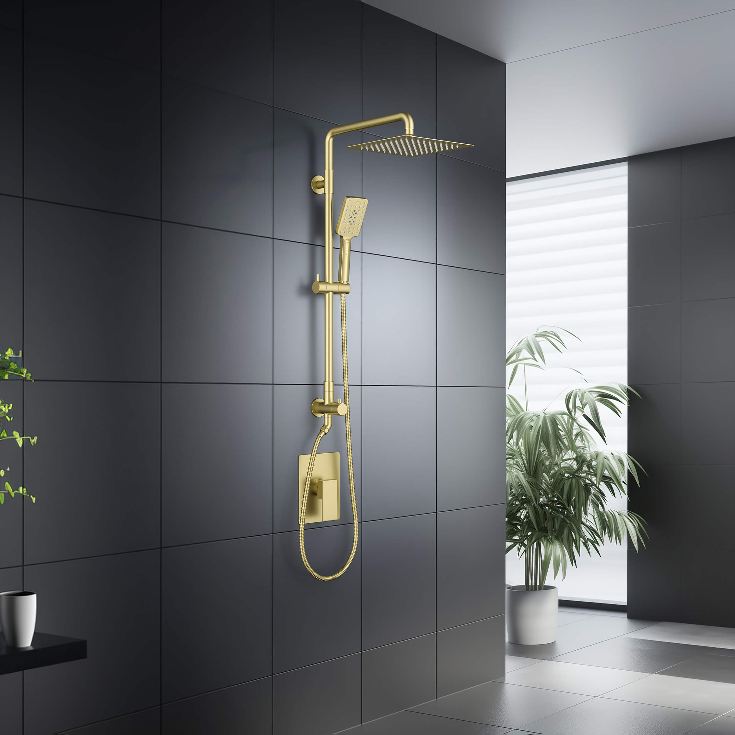 Quadra Pressure Balanced 2-Function Shower Column with Rough In Valve