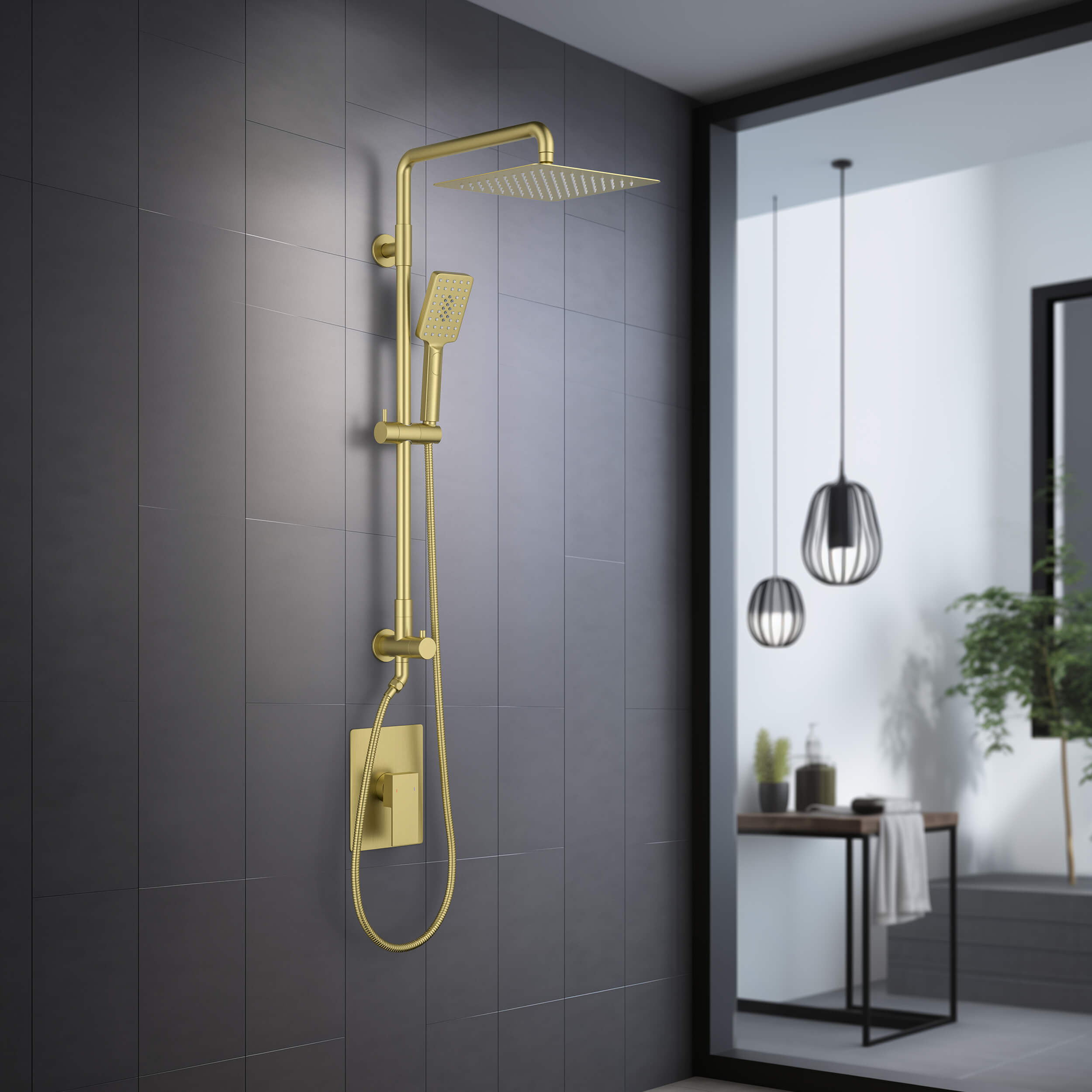 Quadra Pressure Balanced 2-Function Shower Column with Rough In Valve