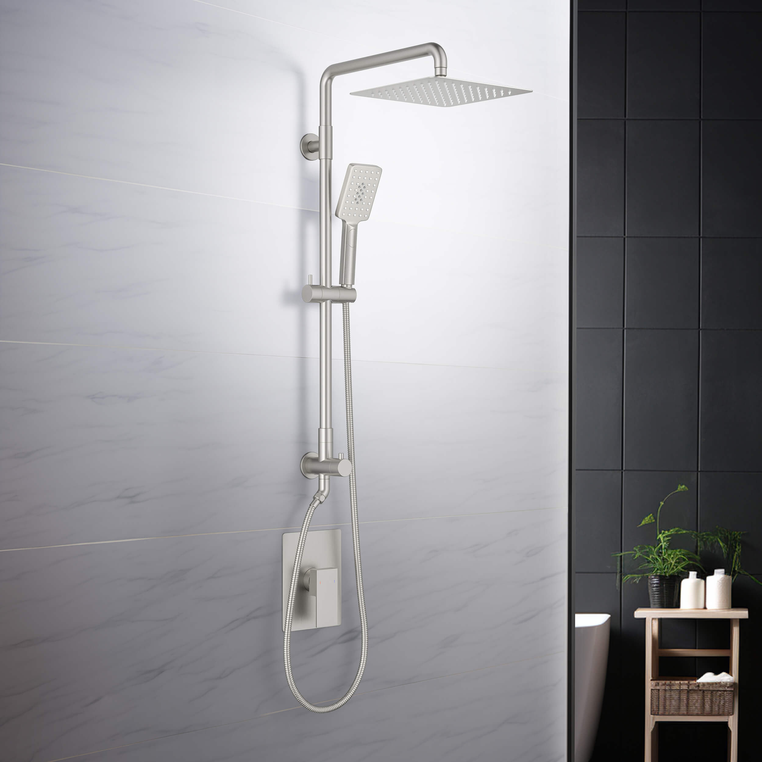 Quadra Pressure Balanced 2-Function Shower Column with Rough In Valve
