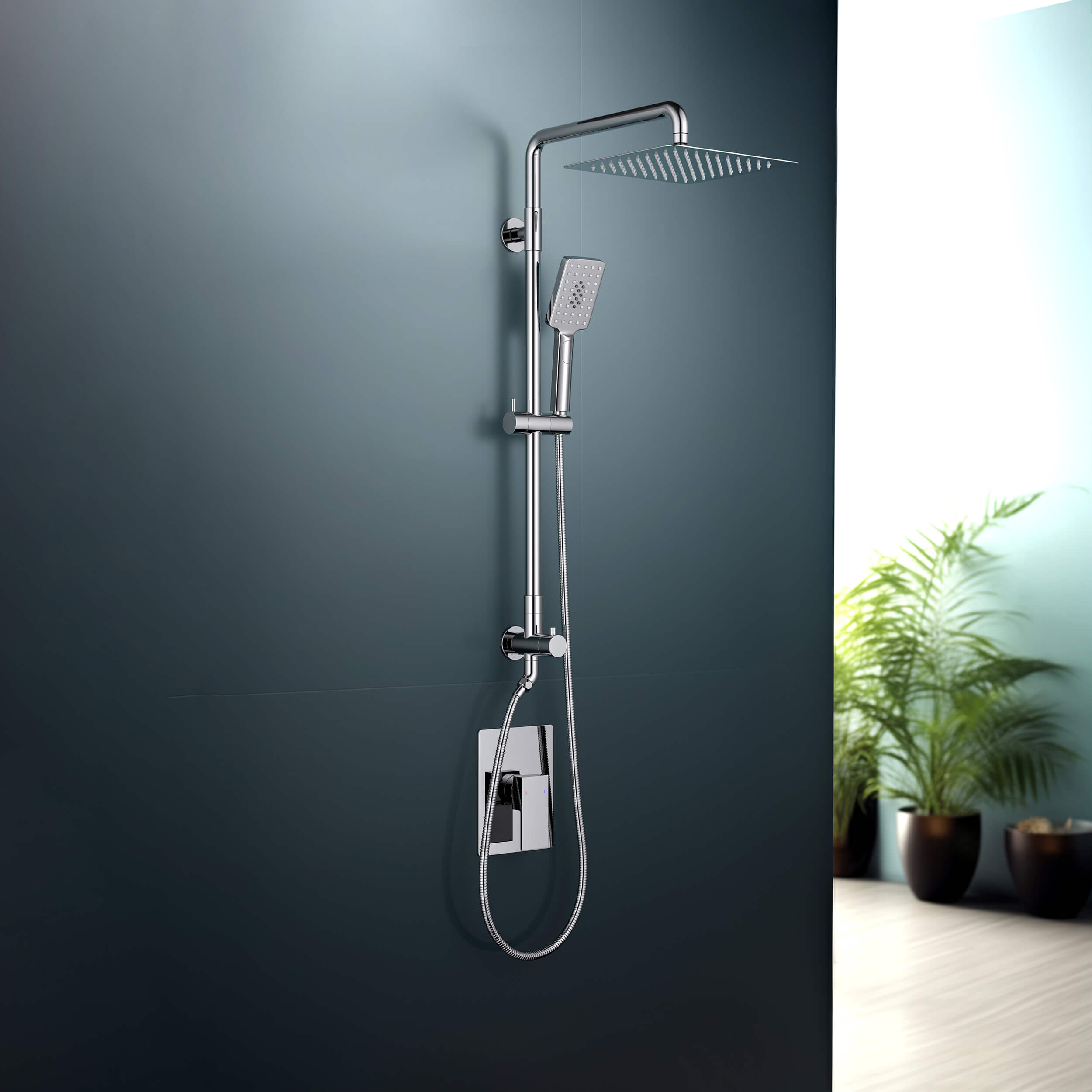 Quadra Pressure Balanced 2-Function Shower Column with Rough In Valve