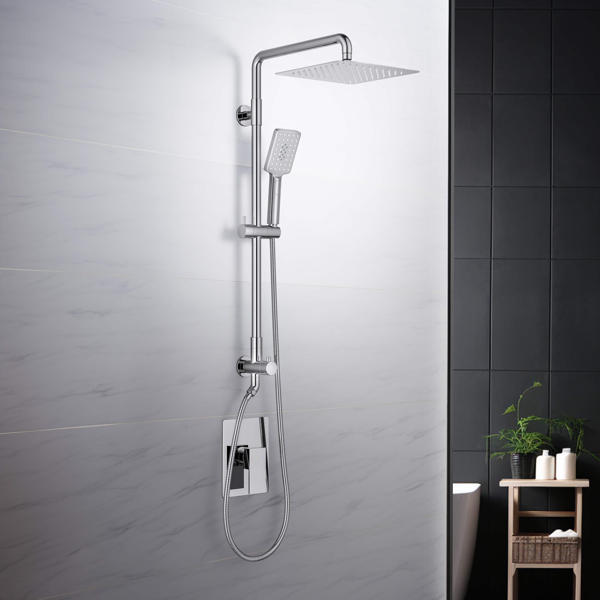 Quadra Pressure Balanced 2-Function Shower Column with Rough In Valve