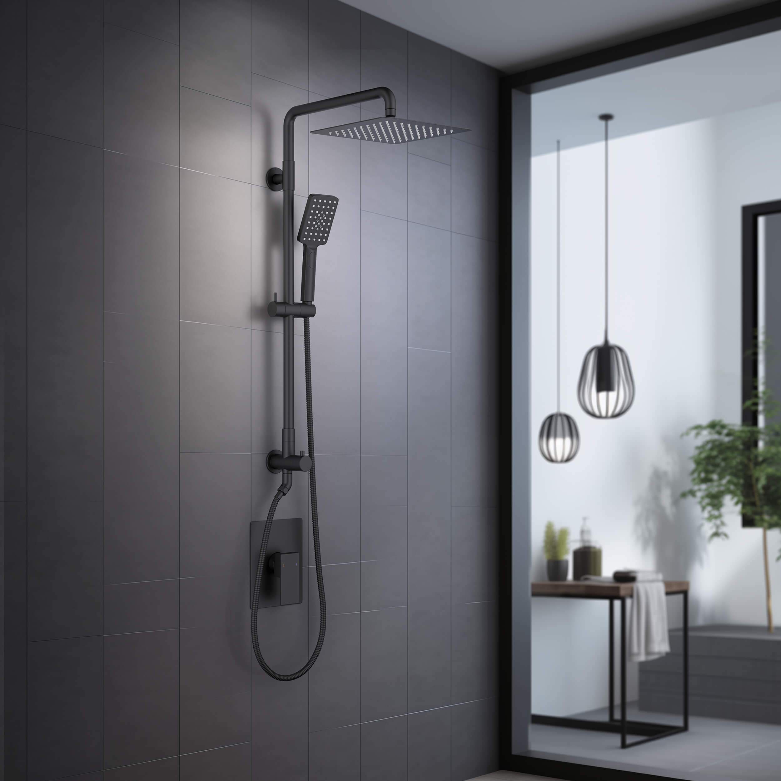 Quadra Pressure Balanced 2-Function Shower Column with Rough In Valve