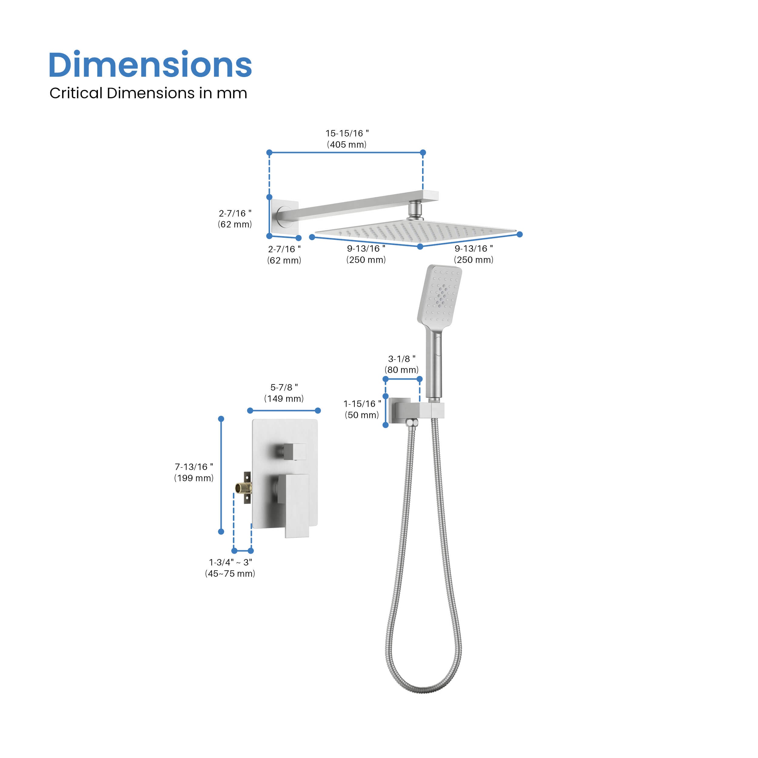 Quadra Pressure Balanced 2-Function Shower System with Rough-In Valve