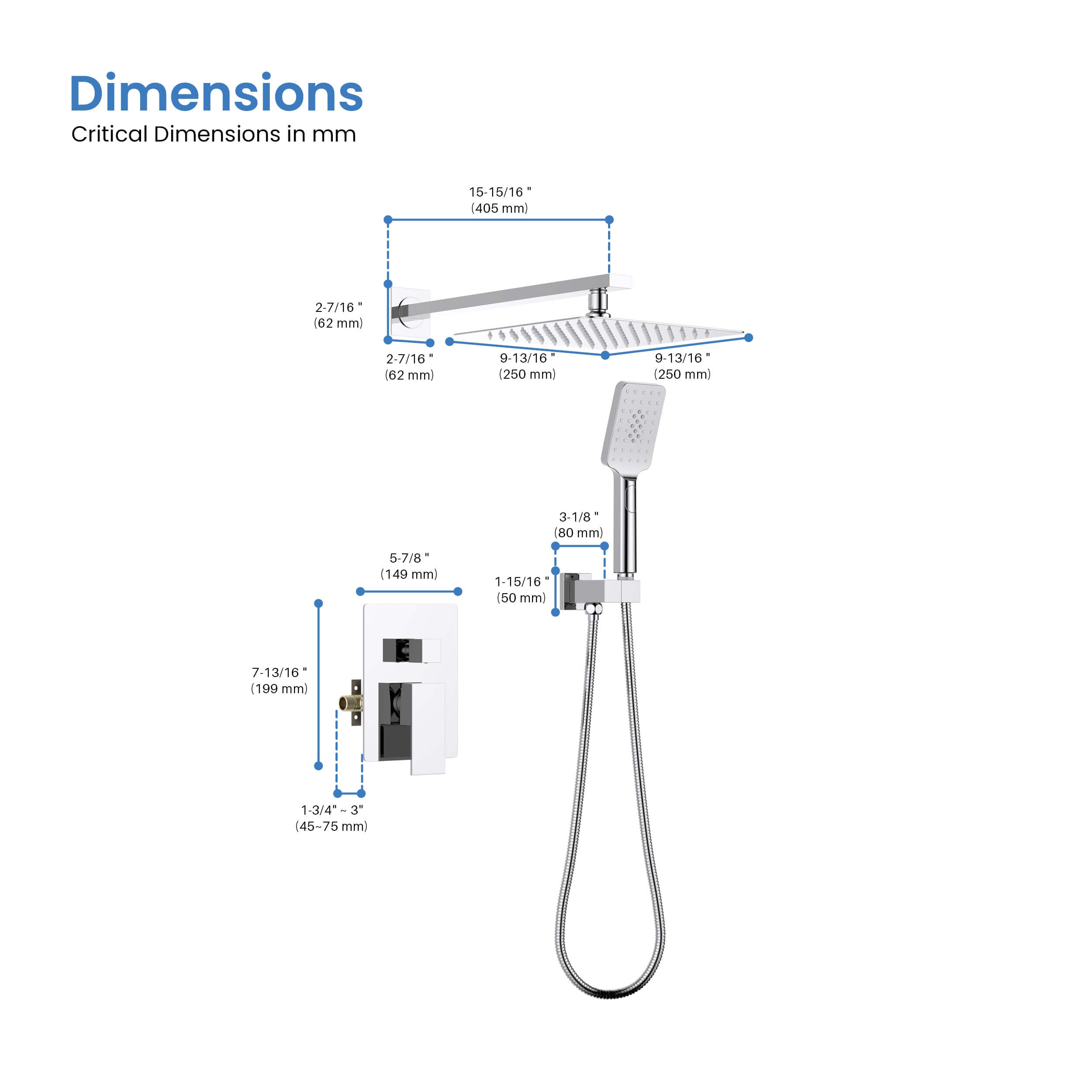 Quadra Pressure Balanced 2-Function Shower System with Rough-In Valve