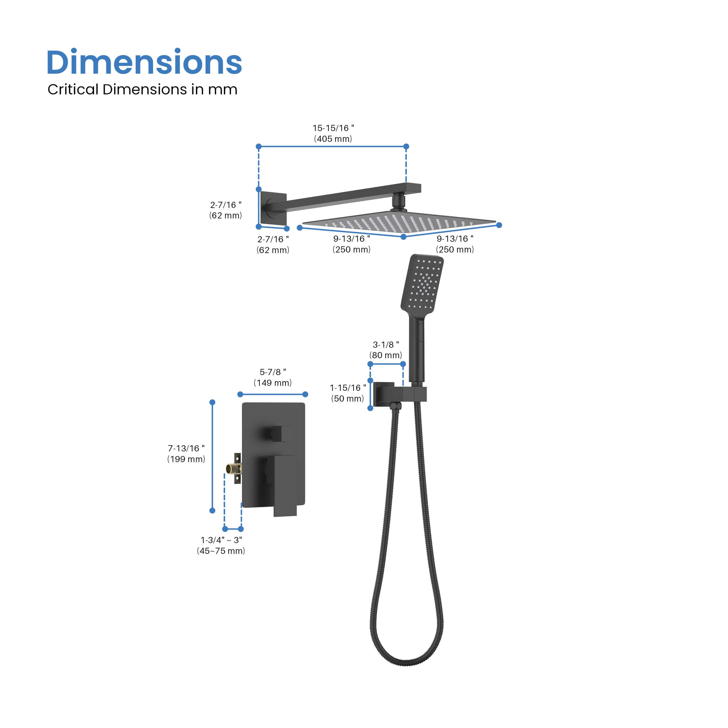 Quadra Pressure Balanced 2-Function Shower System with Rough-In Valve