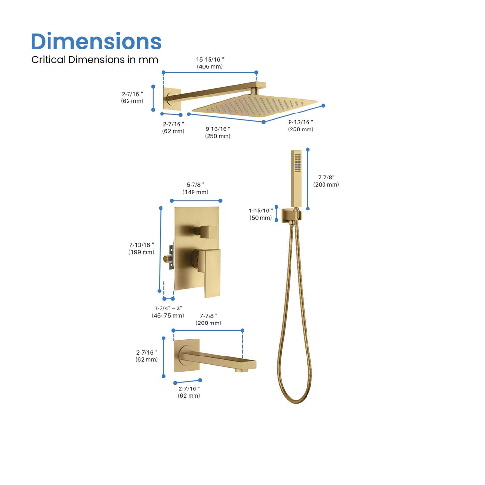Quadra Pressure Balanced 3-Function Shower System with Rough-In Valve