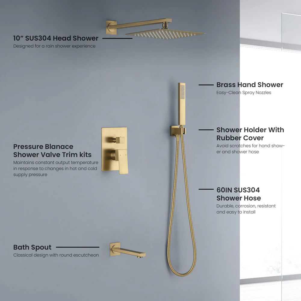 Quadra Pressure Balanced 3-Function Shower System with Rough-In Valve