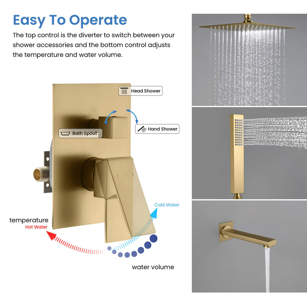 Quadra Pressure Balanced 3-Function Shower System with Rough-In Valve