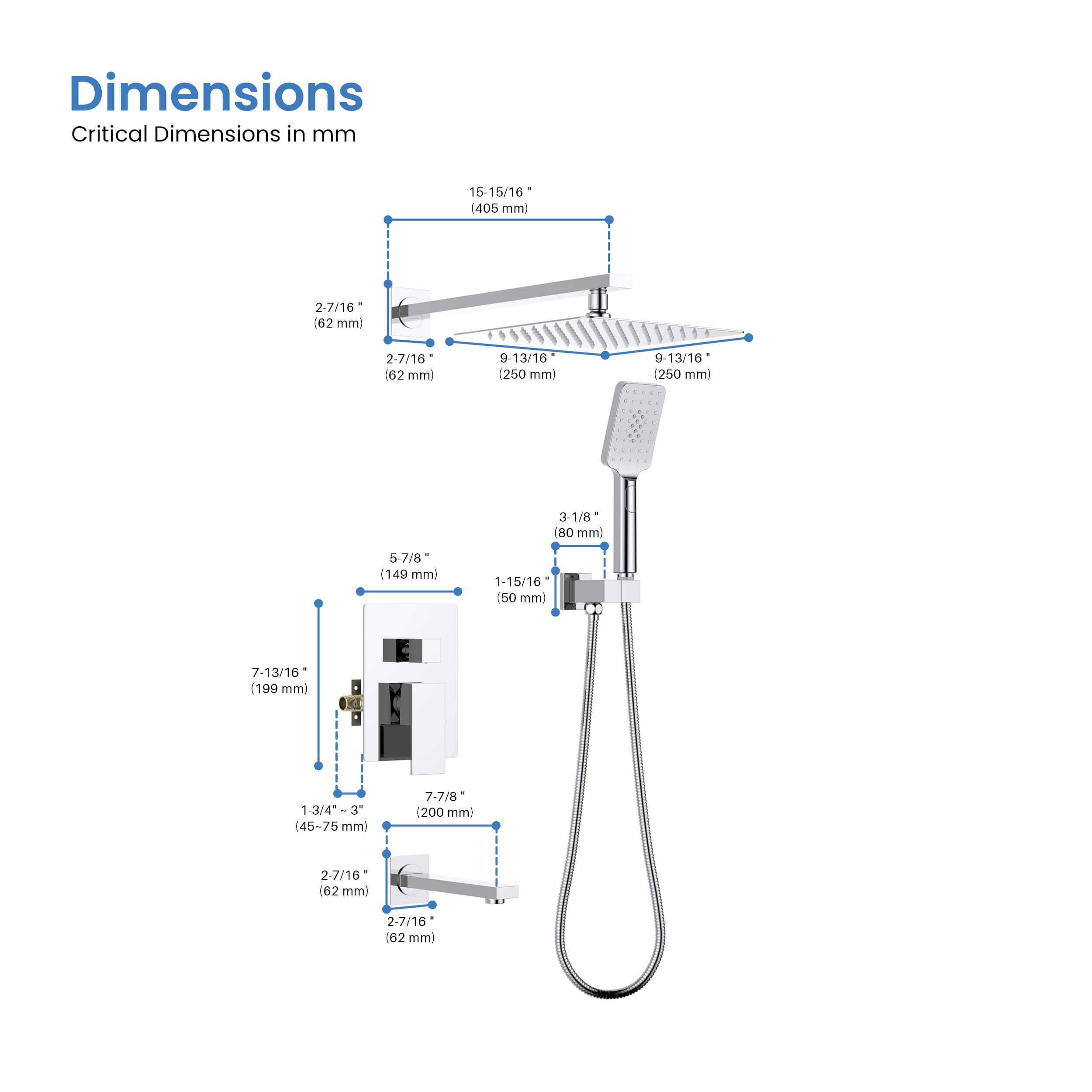 Quadra Pressure Balanced 3-Function Shower System with Rough-In Valve