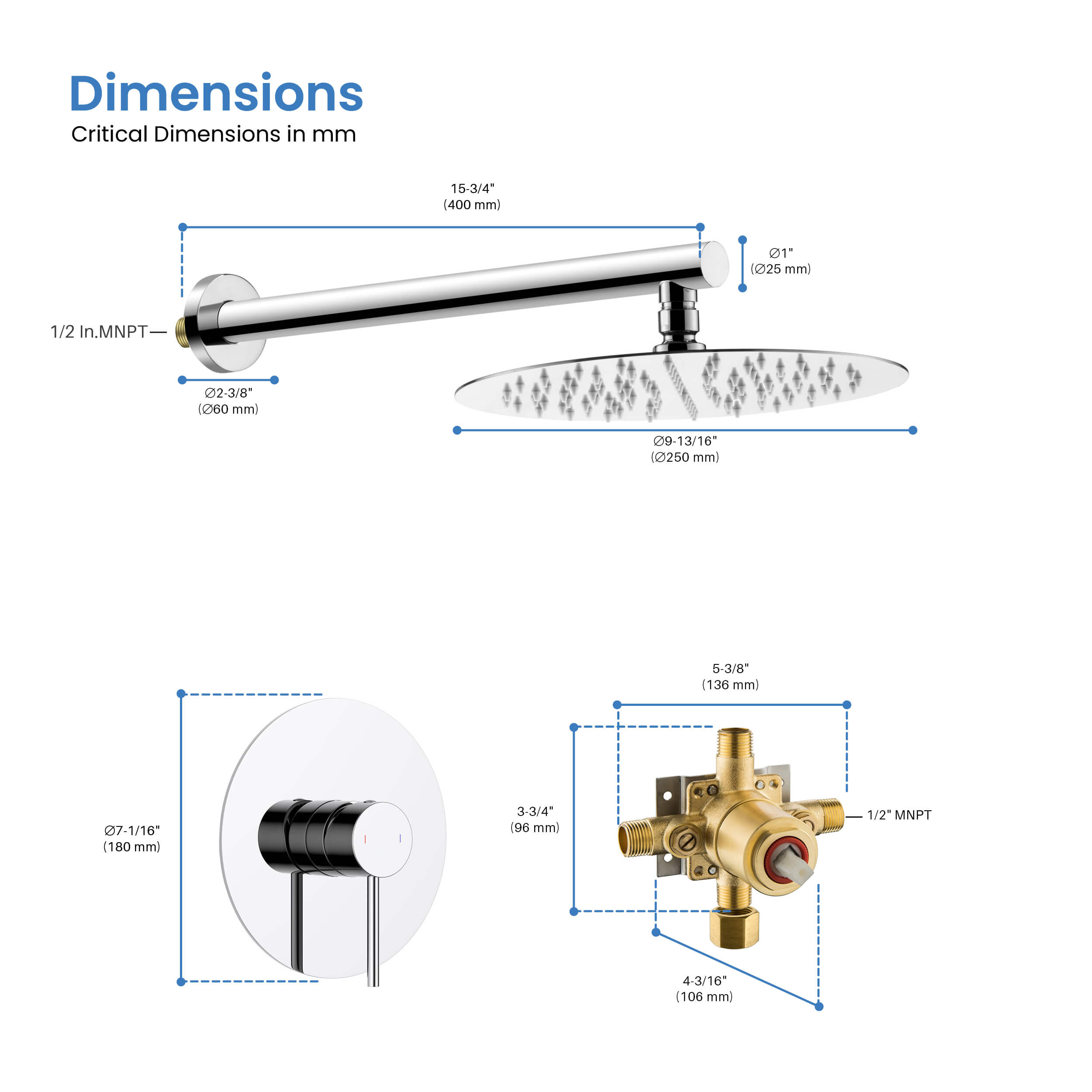 Halo Pressure Balanced Single Function Shower System with Rough-In Valve