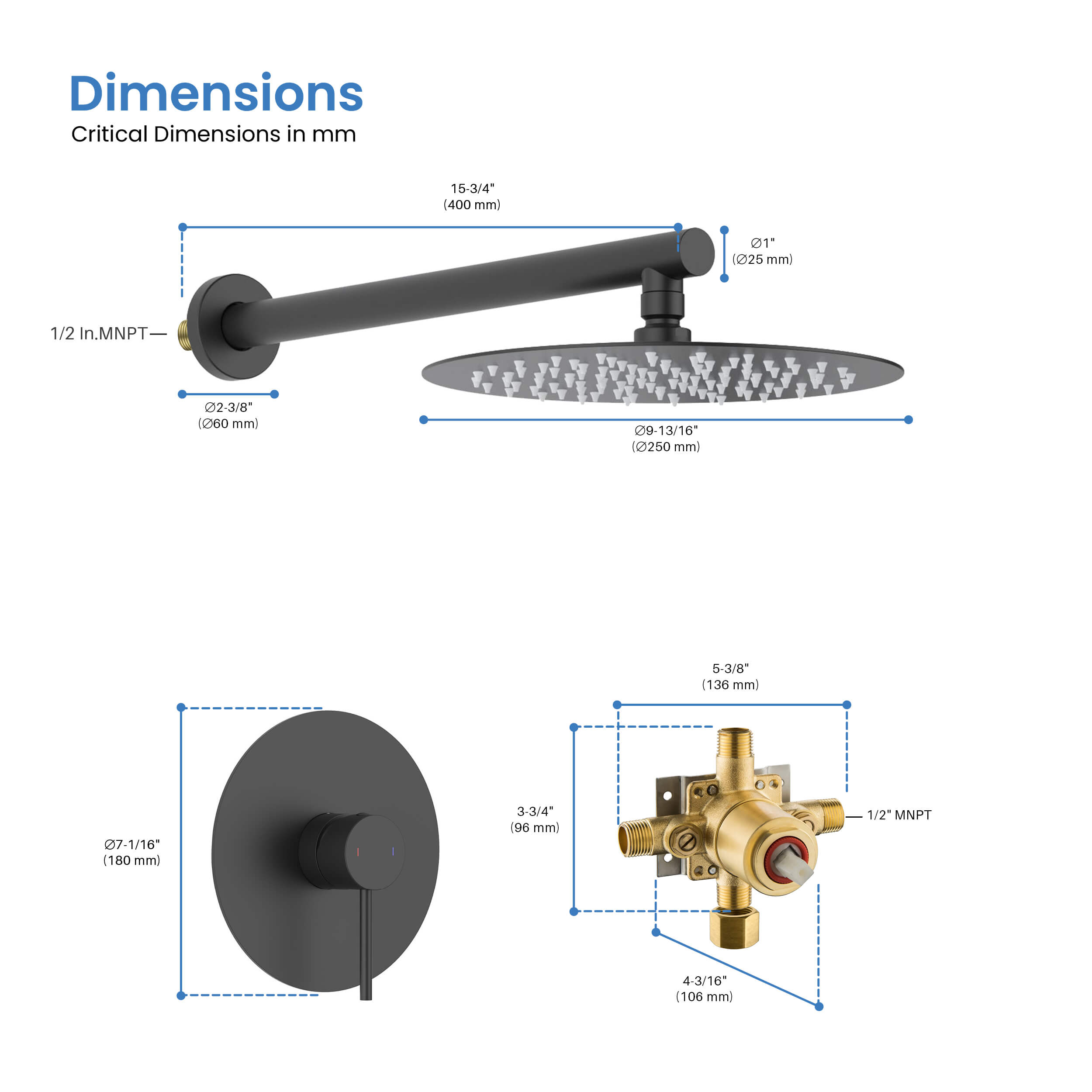 Halo Pressure Balanced Single Function Shower System with Rough-In Valve