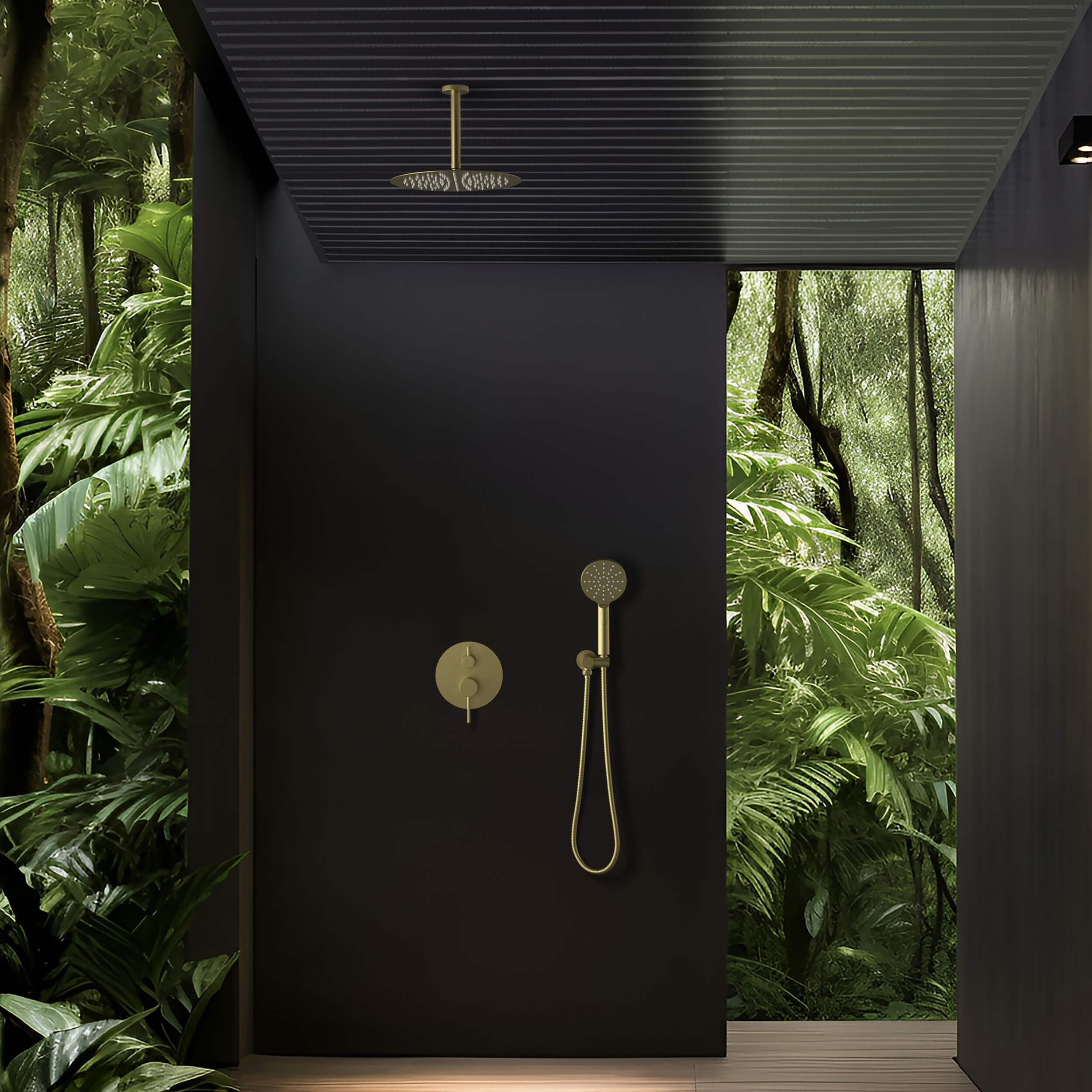 Halo Pressure Balanced 2-Function Ceiling Mount Shower System with Rough-In Valve